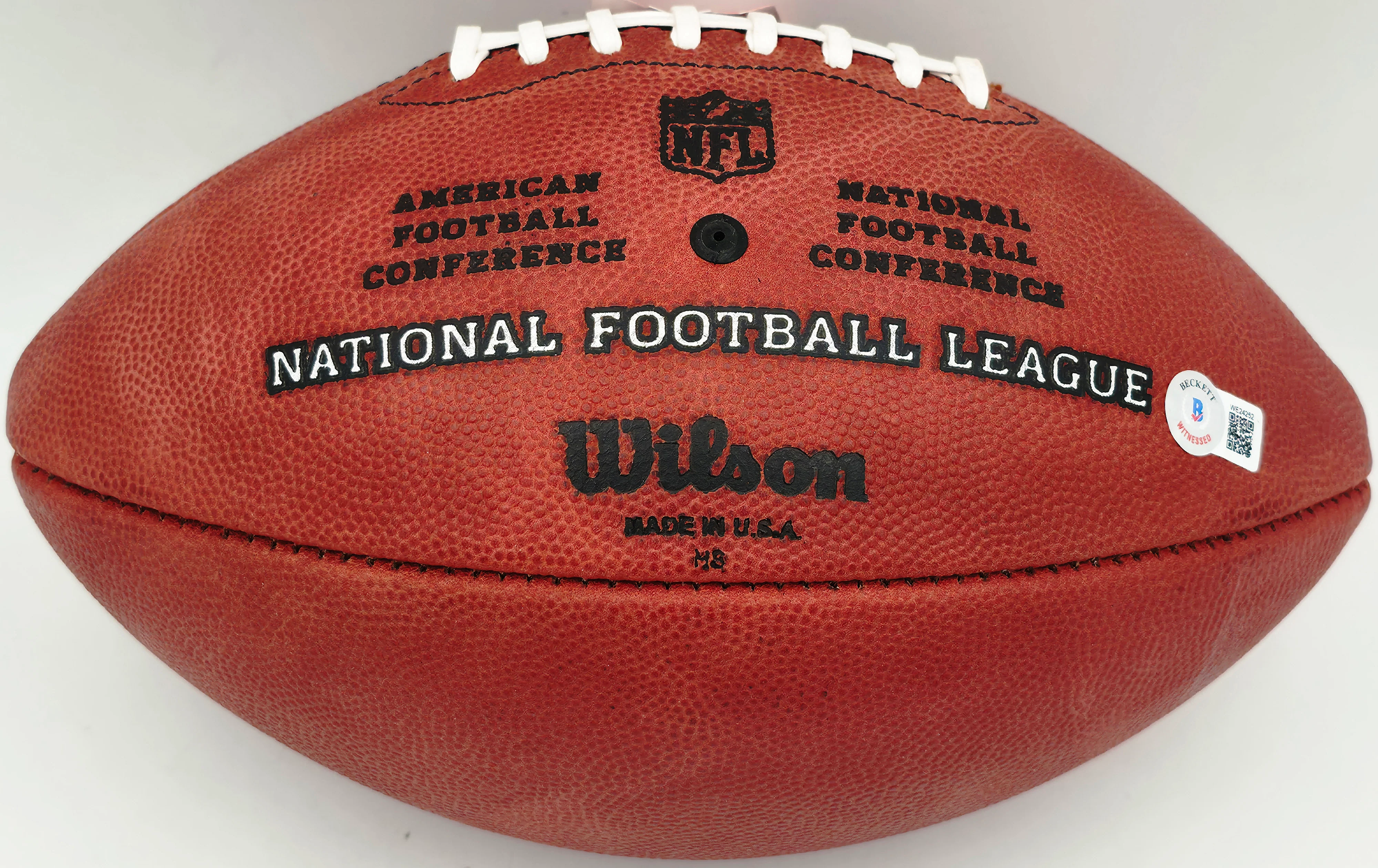 Patrick Mahomes Autographed Official NFL Leather Game Football Kansas City Chiefs Beckett BAS Witness #WE24252 - Image 4
