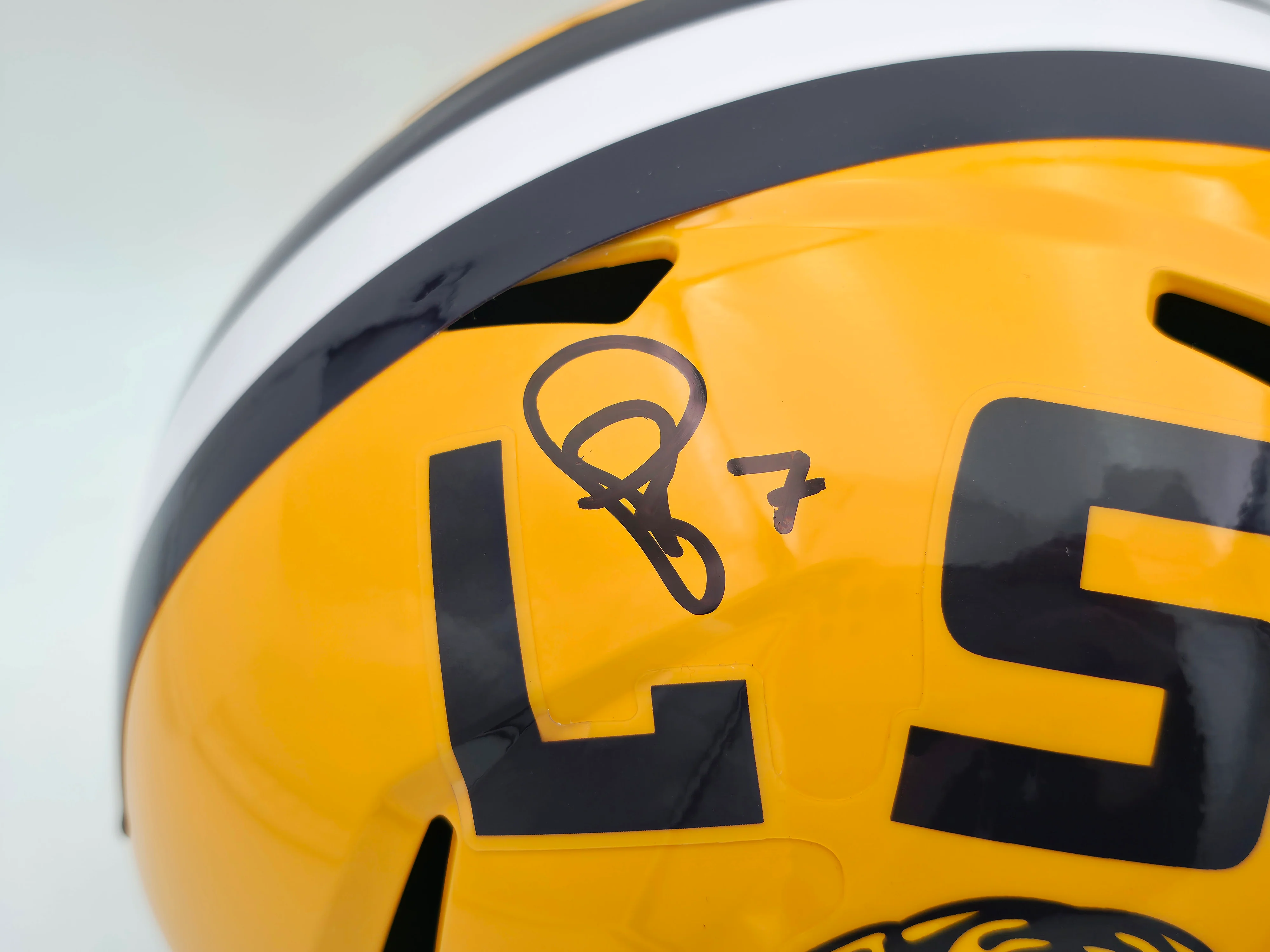 Patrick Peterson Autographed LSU Tigers Yellow Full Size Speed Replica Helmet Beckett BAS Witness Stock #259969 - Image 2