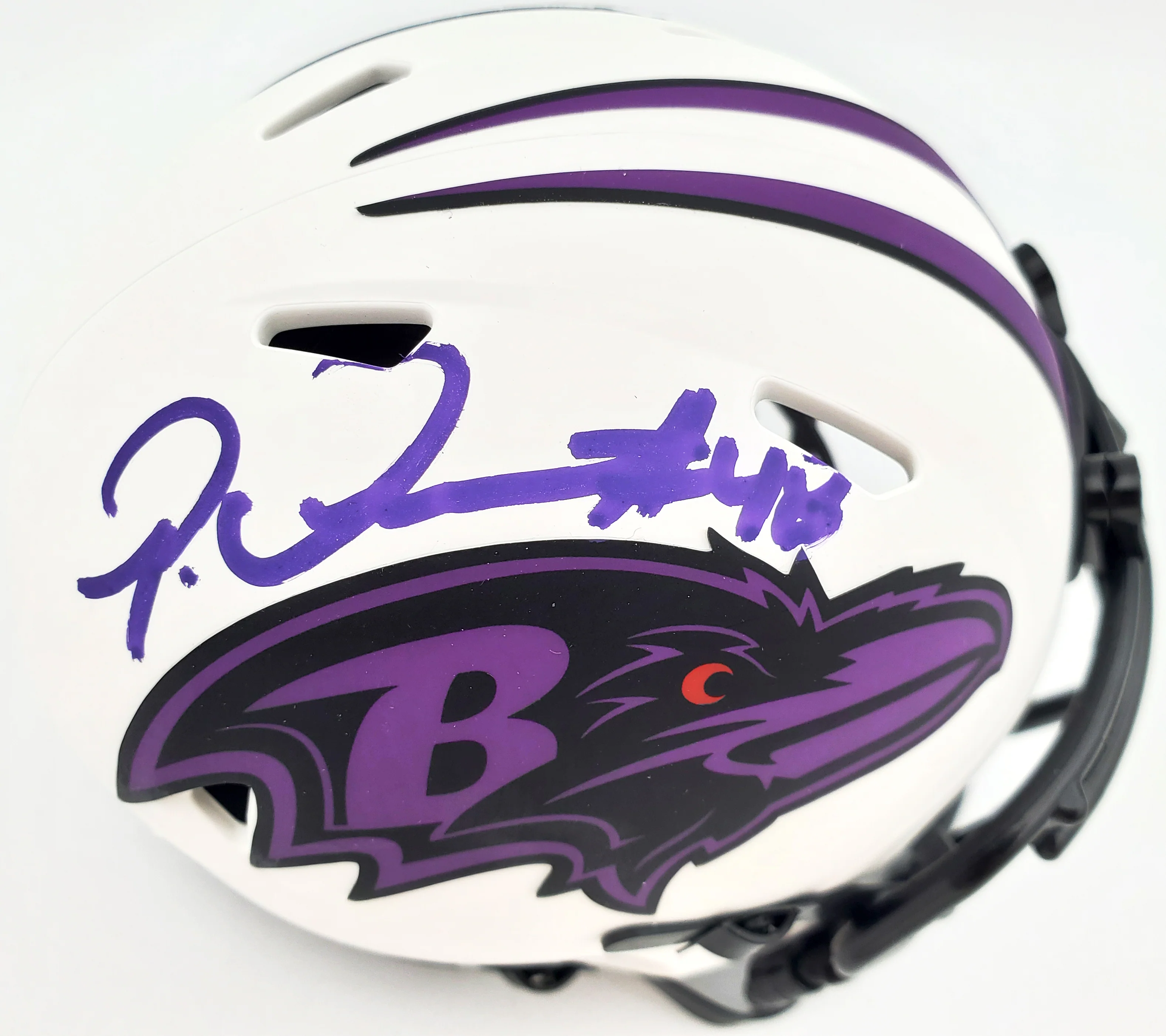 Patrick Queen Autographed Baltimore Ravens Lunar Eclipse White Mini Helmet Beckett BAS Stock #191550 - Image 2