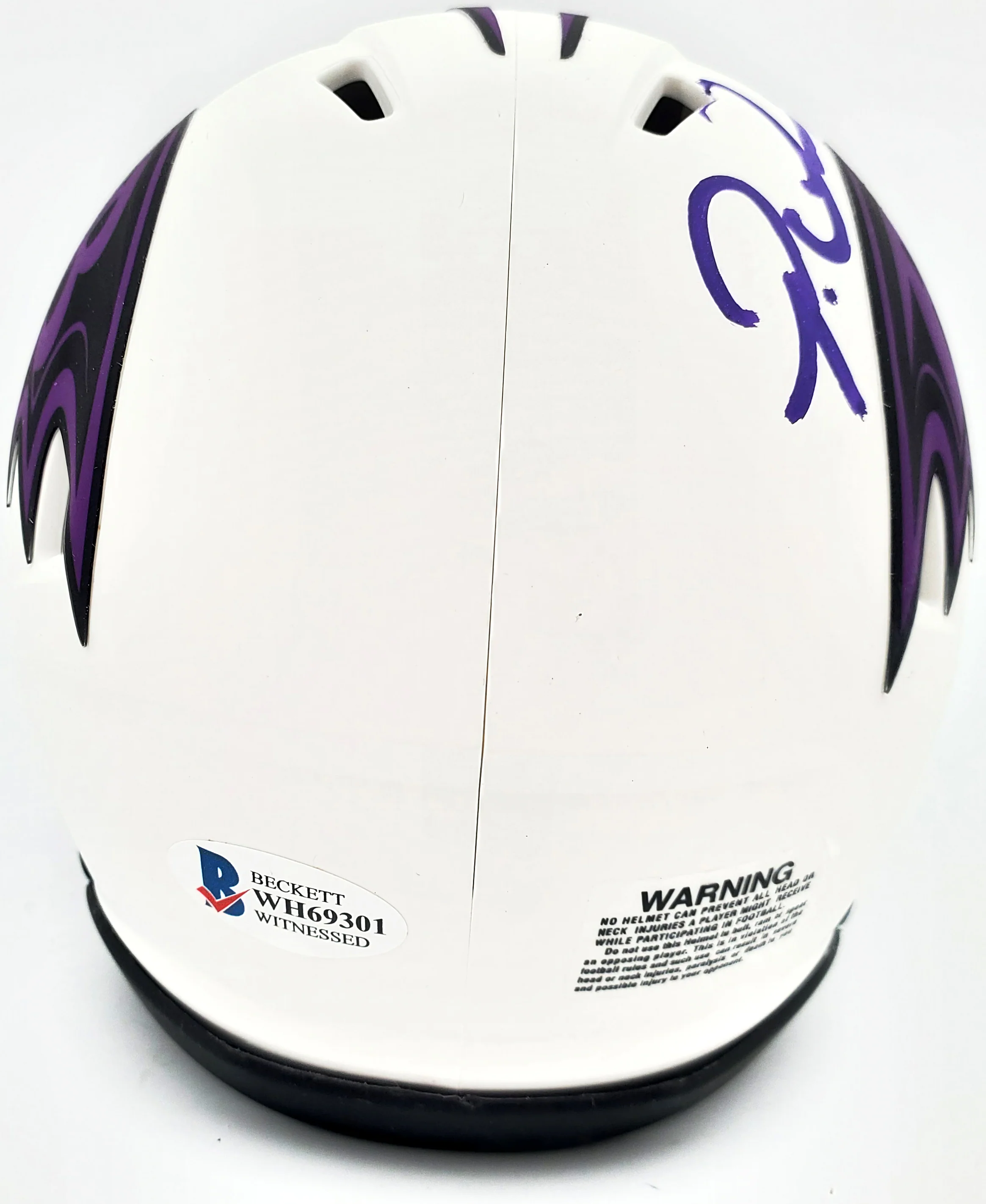 Patrick Queen Autographed Baltimore Ravens Lunar Eclipse White Mini Helmet Beckett BAS Stock #191550 - Image 3