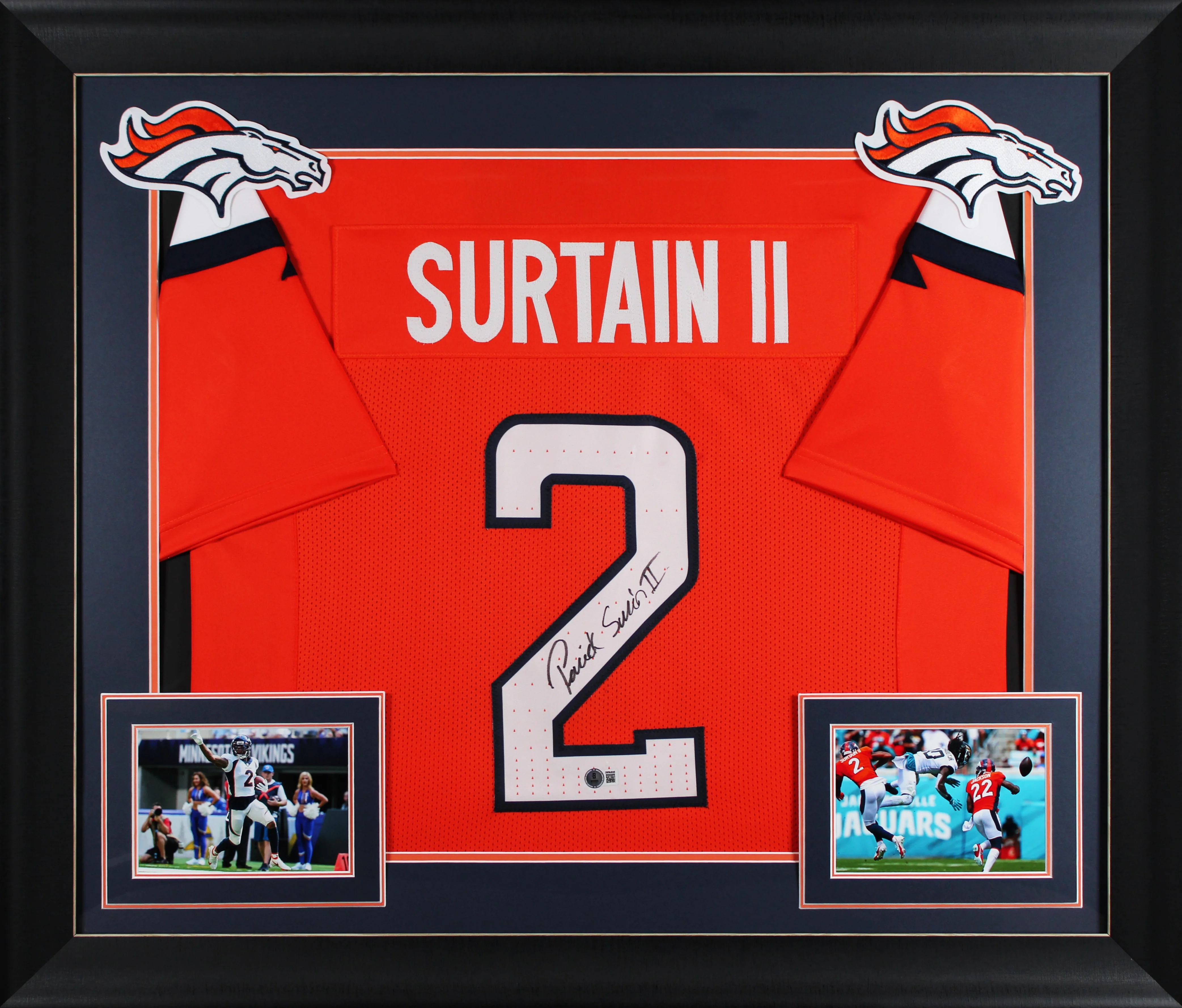Patrick Surtain II Authentic Signed Orange Pro Style Framed Jersey BAS Witnessed - Image 2