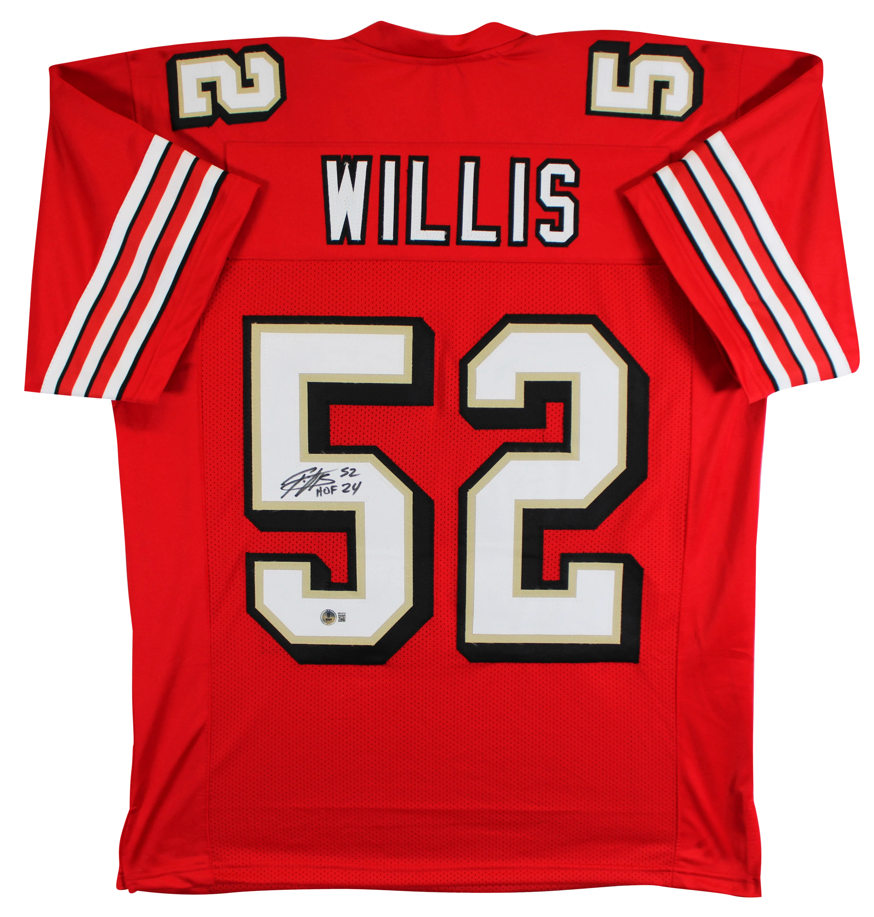 Patrick Willis "HOF 24" Signed Red Pro Style Jersey w/ Dropshadow BAS Witness 3 - Image 2