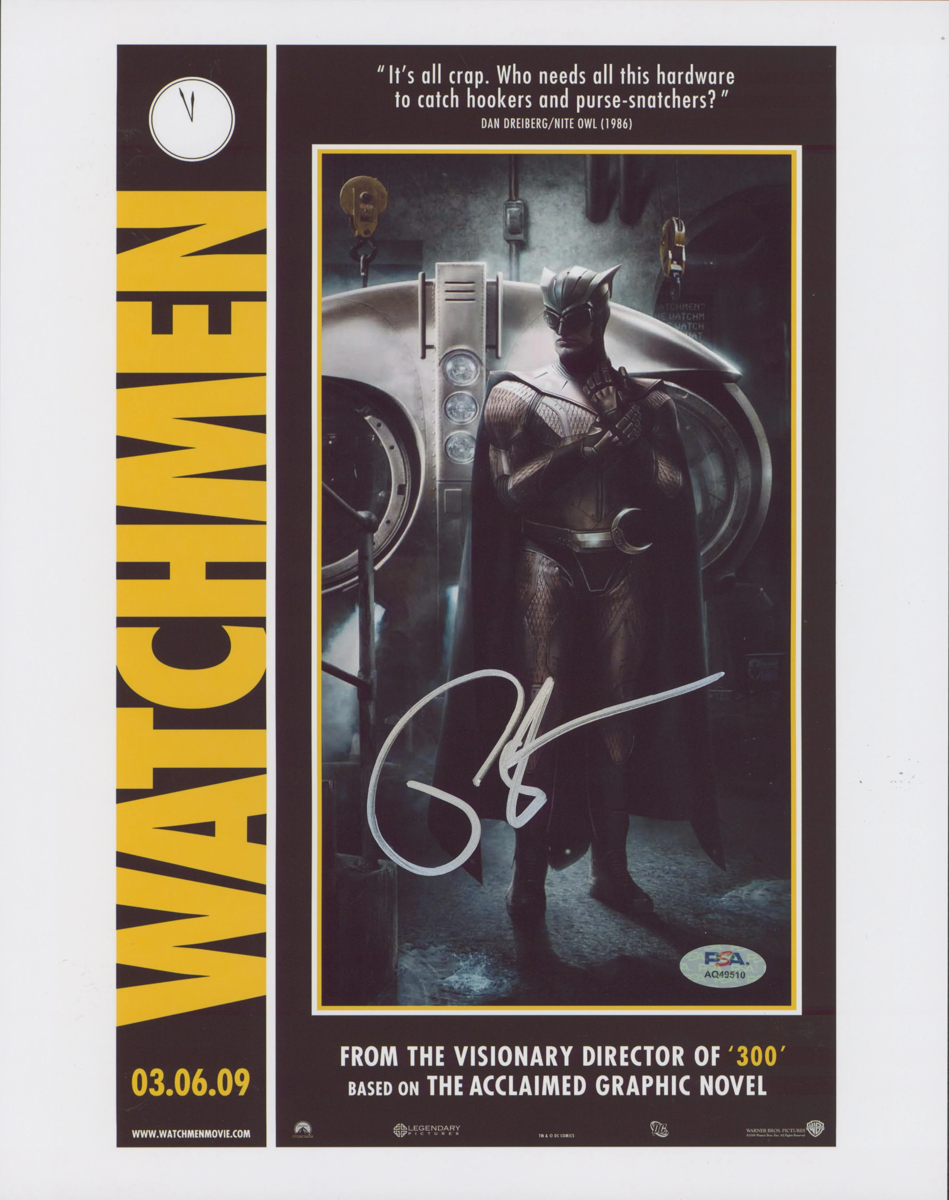Patrick Wilson Watchmen Authentic Signed 11x14 Vertical Photo PSA/DNA #AQ49510