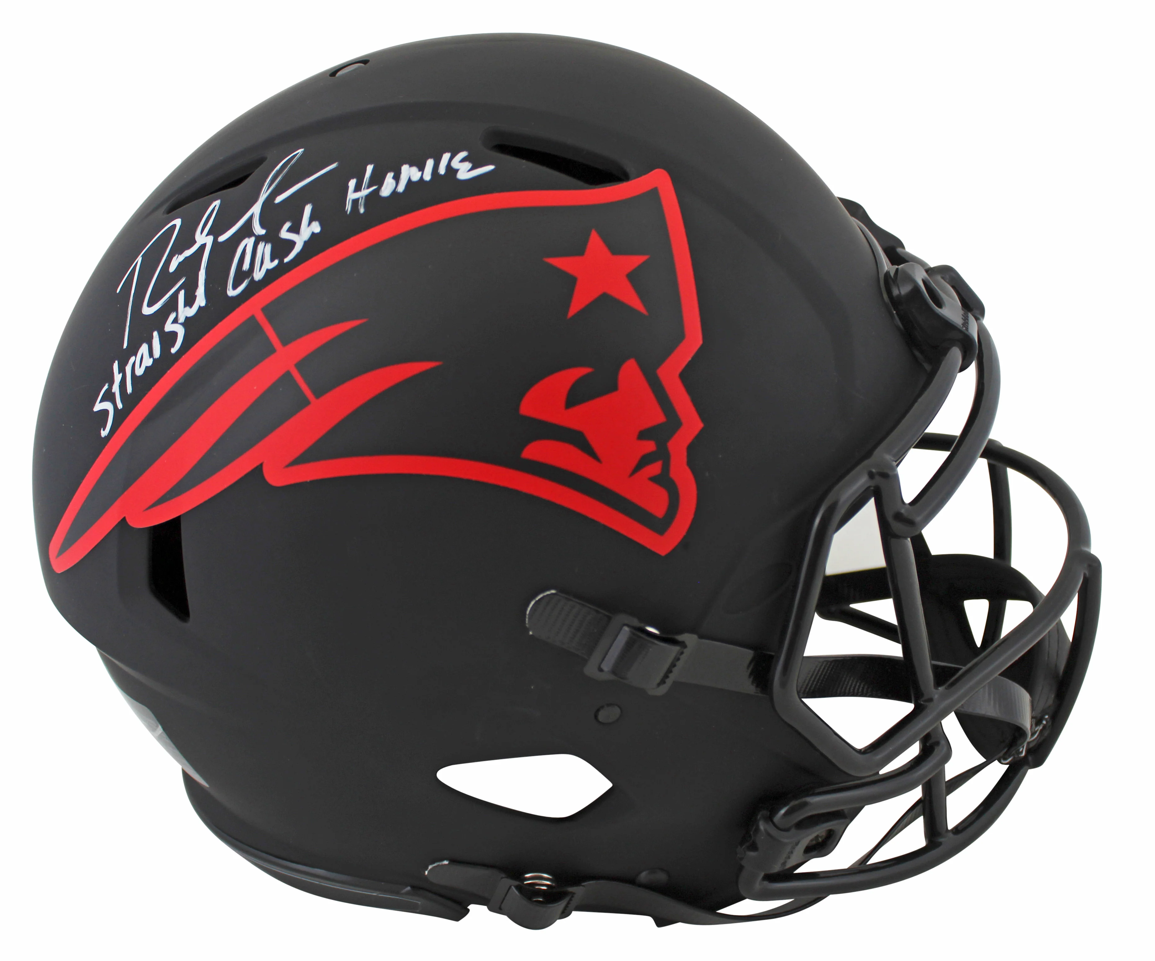 Patriots Randy Moss "SCH" Signed Eclipse Proline F/S Speed Helmet w/ Case BAS W - Image 4