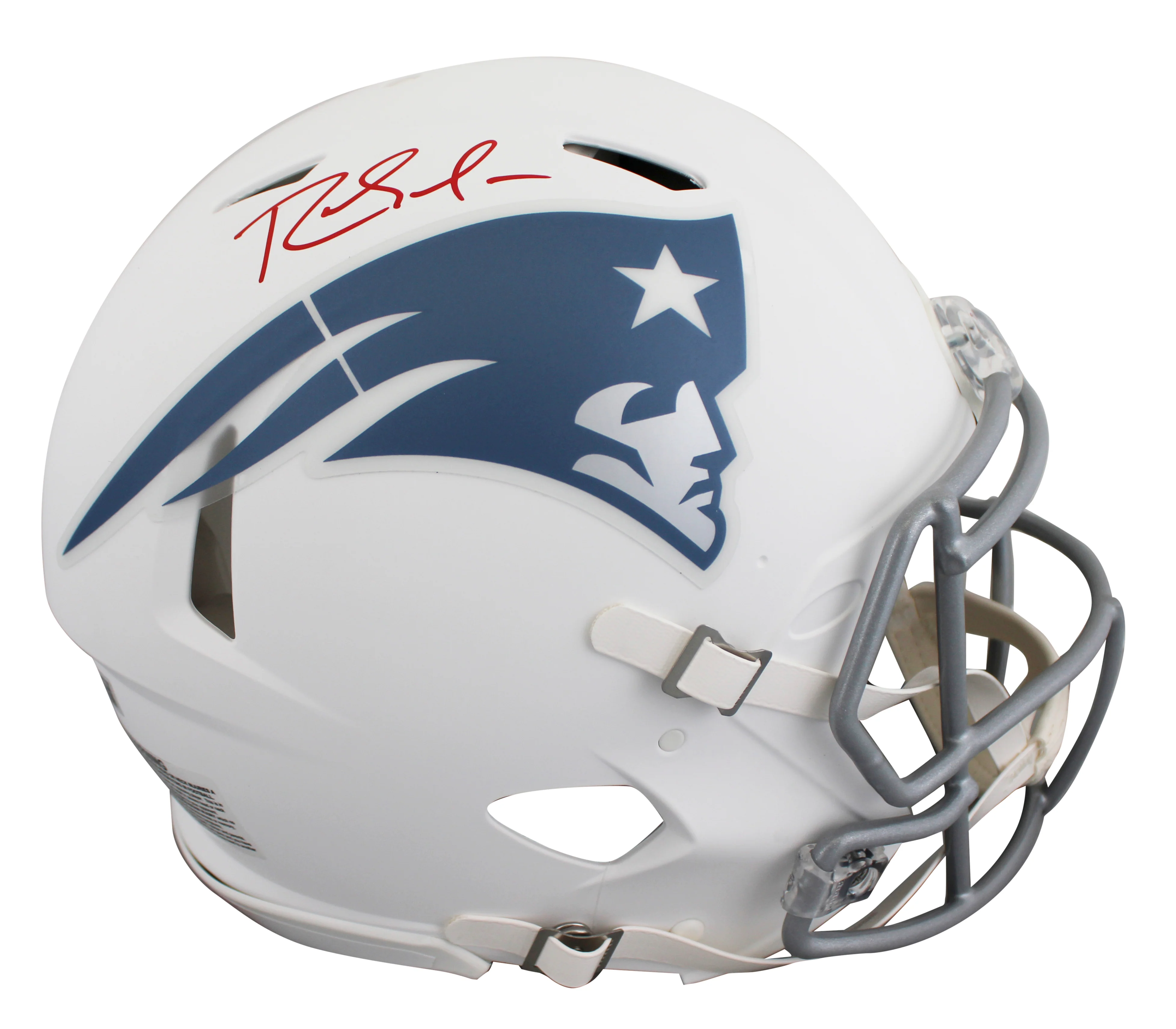 Patriots Randy Moss Signed 2025 On-Field Alt F/S Speed Proline Helmet BAS Wit - Image 2