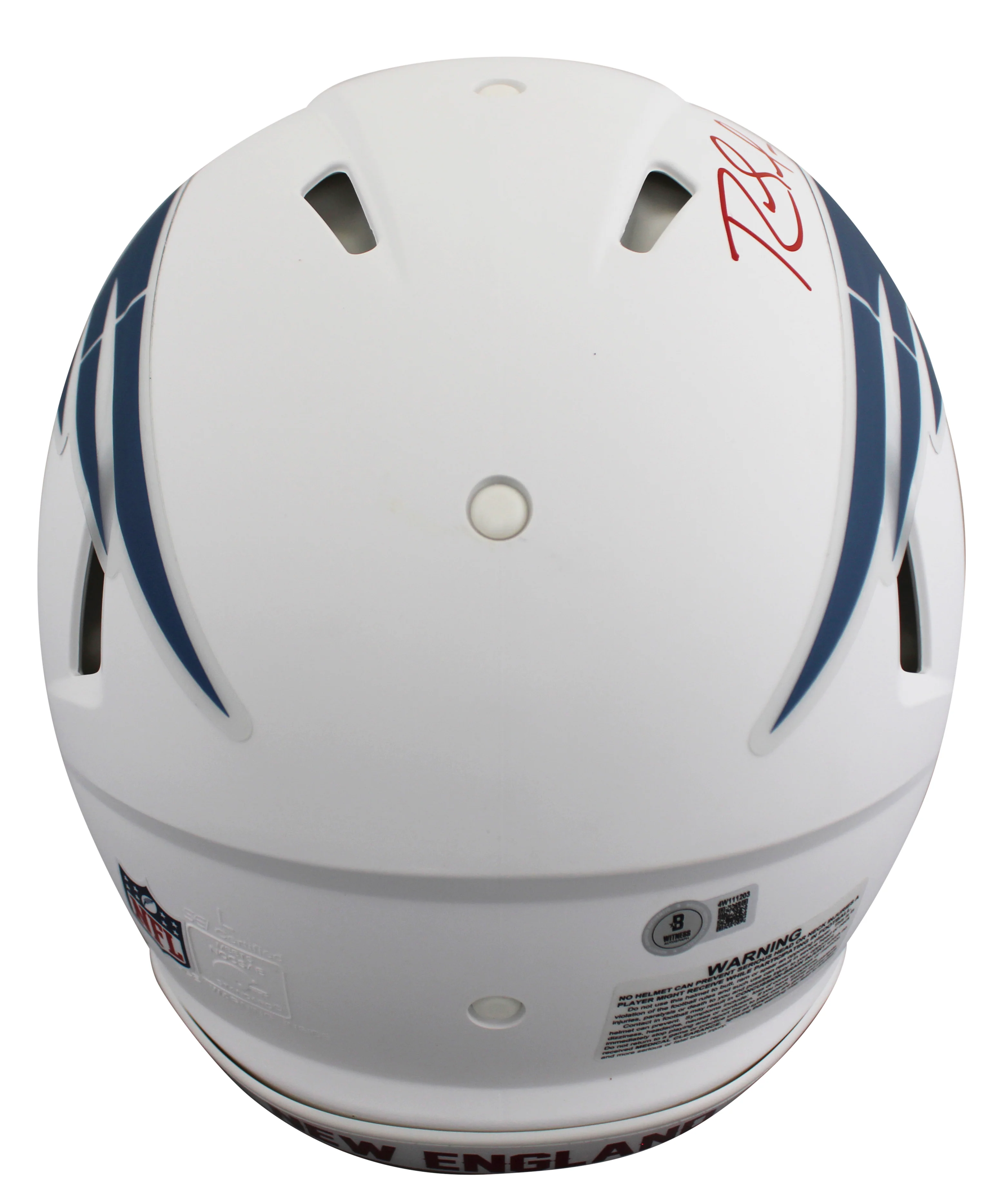 Patriots Randy Moss Signed 2025 On-Field Alt F/S Speed Proline Helmet BAS Wit - Image 3