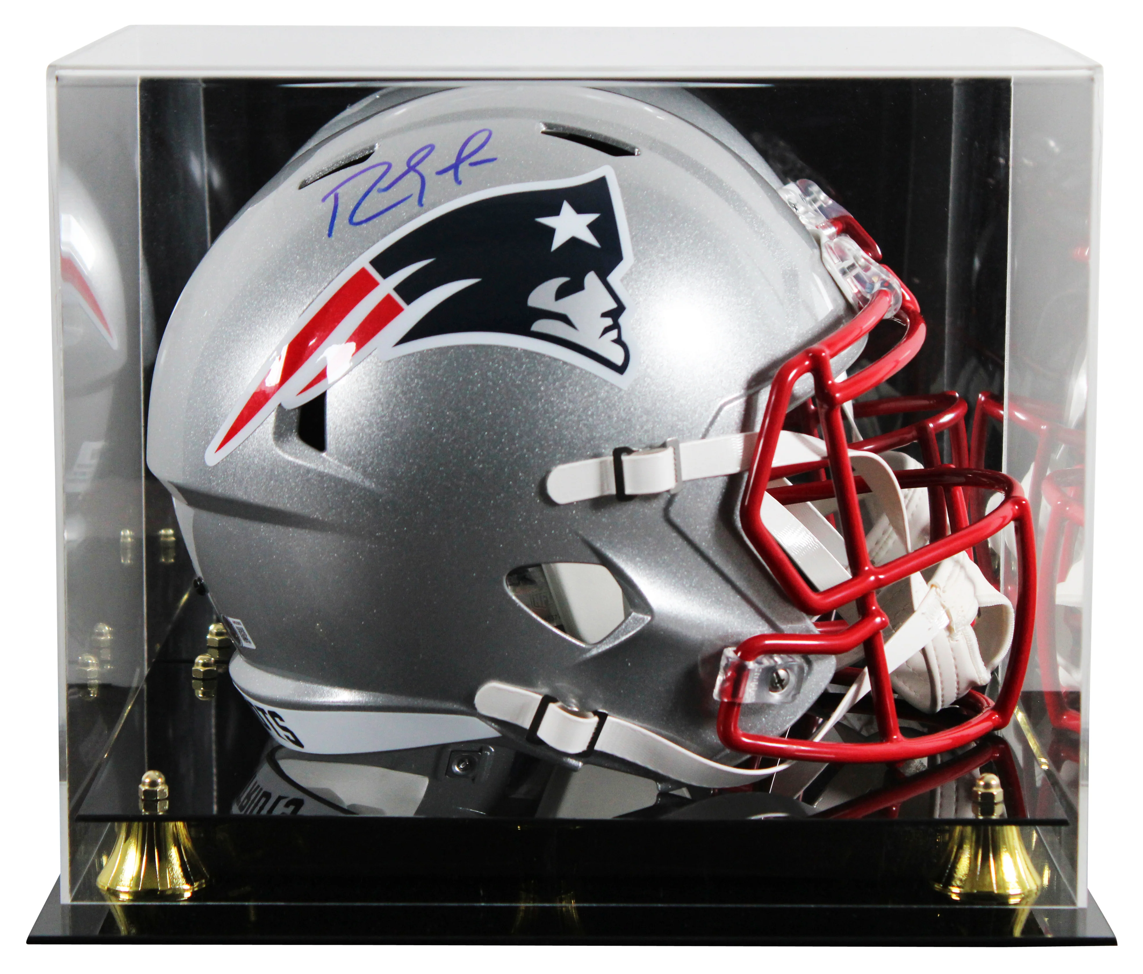Patriots Randy Moss Signed Full Size Speed Rep Helmet W/ Case BAS Witnessed