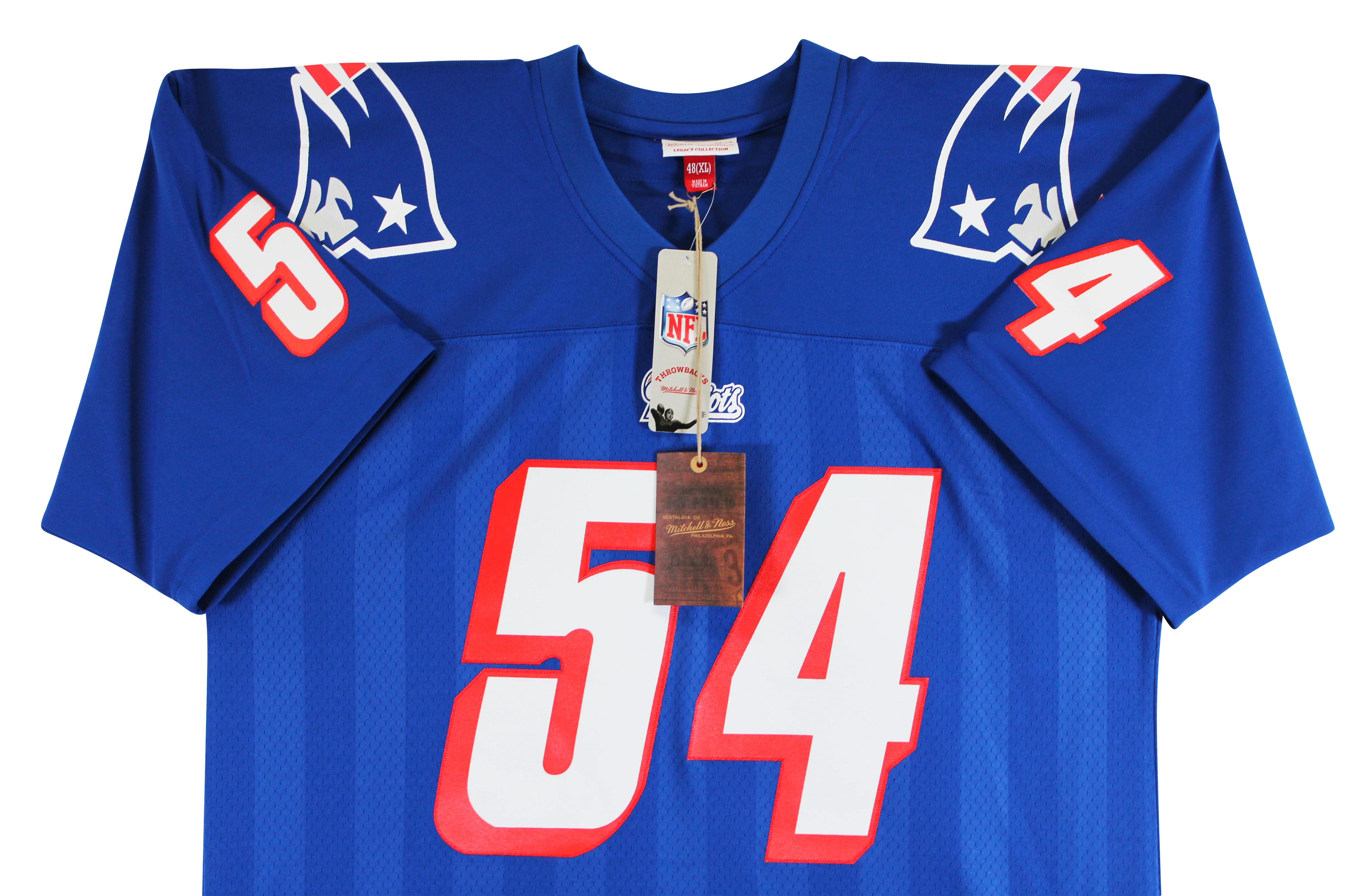 Patriots Tedy Bruschi "Super Bowl Champions" Signed Navy M&N TB Jersey BAS Wit - Image 6