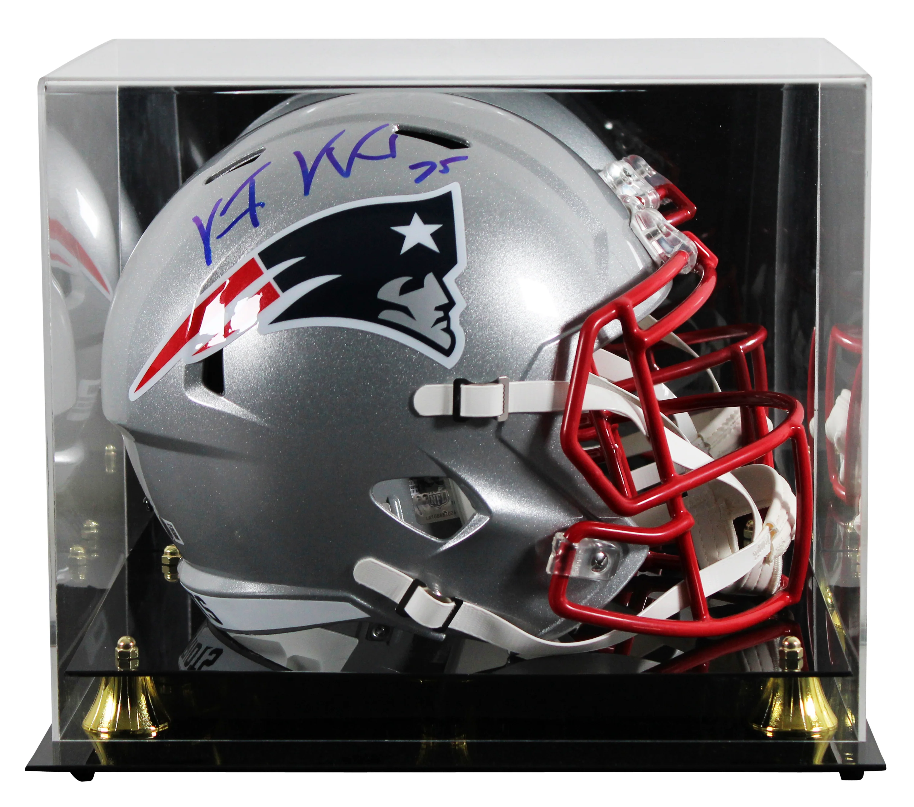 Patriots Vince Wilfork Signed Full Size Speed Rep Helmet W/ Case BAS Witnessed - Image 2