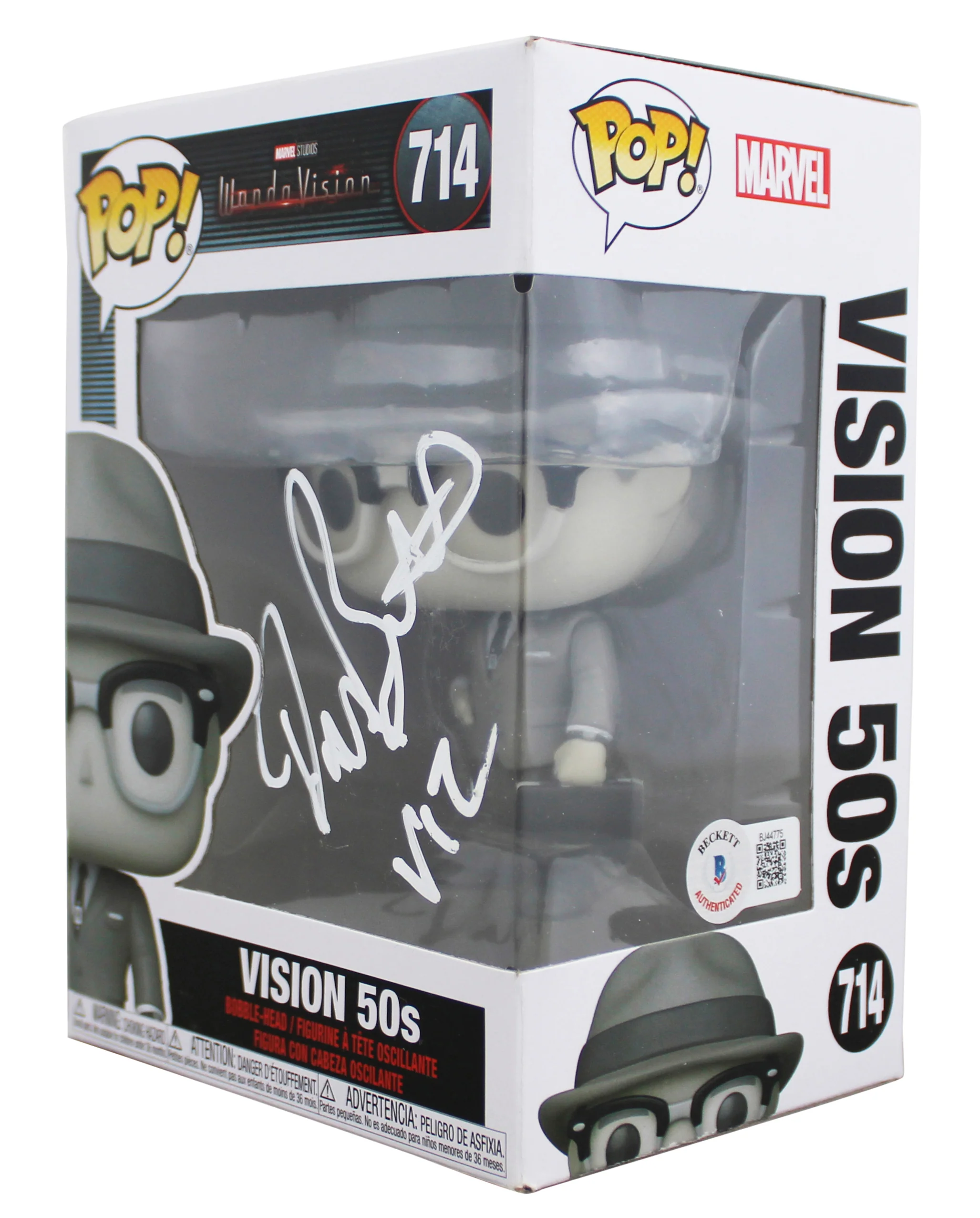 Paul Bettany WandaVision "Viz" Signed Vision #714 Funko Pop Figure BAS #BJ44775 - Image 3