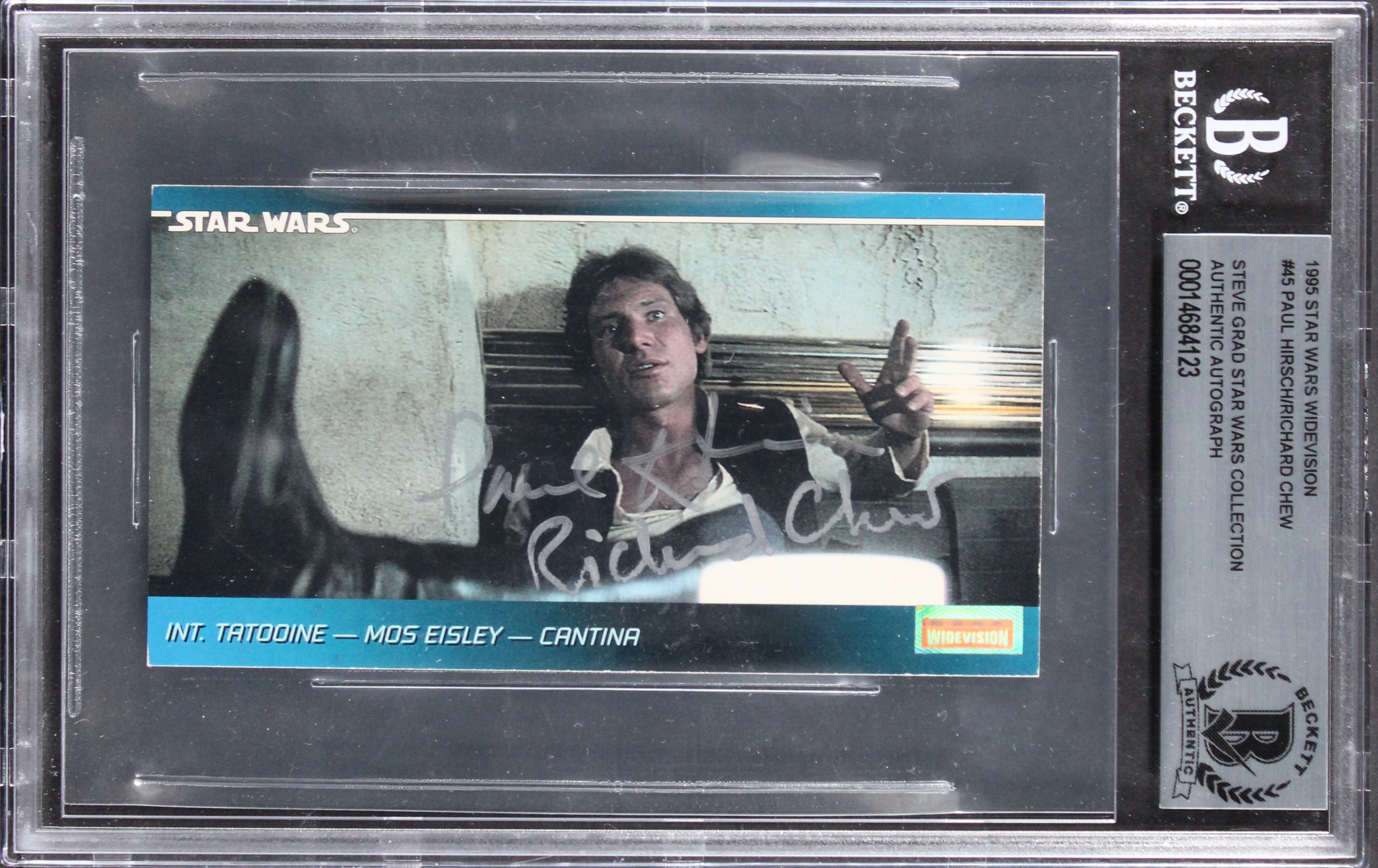 Paul Hirsch & Richard Crew Signed 1995 Star Wars Widevision #45 Card BAS Slabbed
