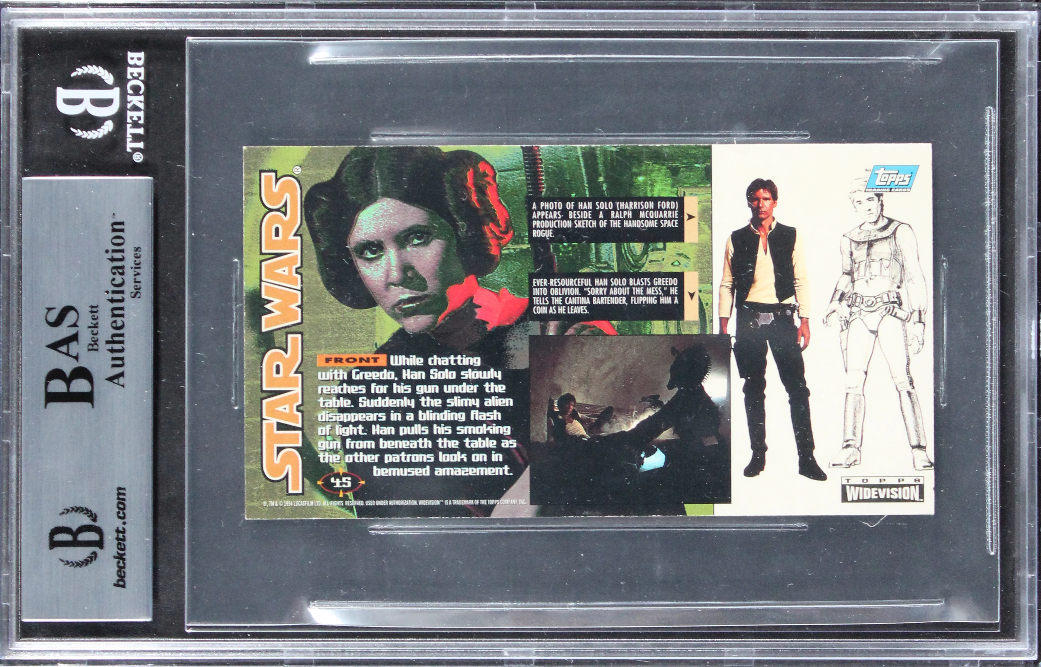 Paul Hirsch & Richard Crew Signed 1995 Star Wars Widevision #45 Card BAS Slabbed - Image 3