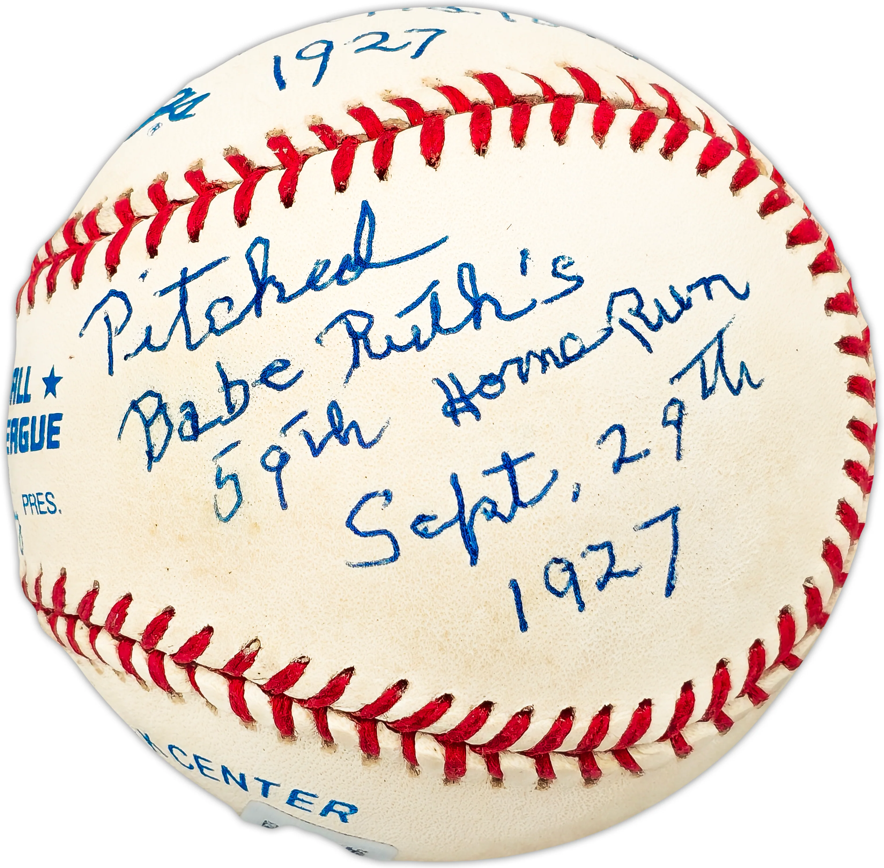 Paul Hopkins Autographed Official AL Baseball Washington Senators "Pitched Babe Ruth's 59th HR 9/29/27" Beckett BAS QR #BL93623 - Image 3