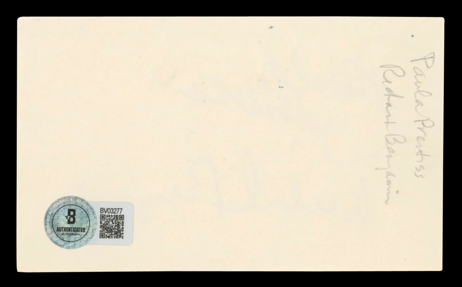 Paula Prentiss and Richard Benjamin He & She Authentic Signed 3x5 Index Card BAS #BV03277 - Image 3