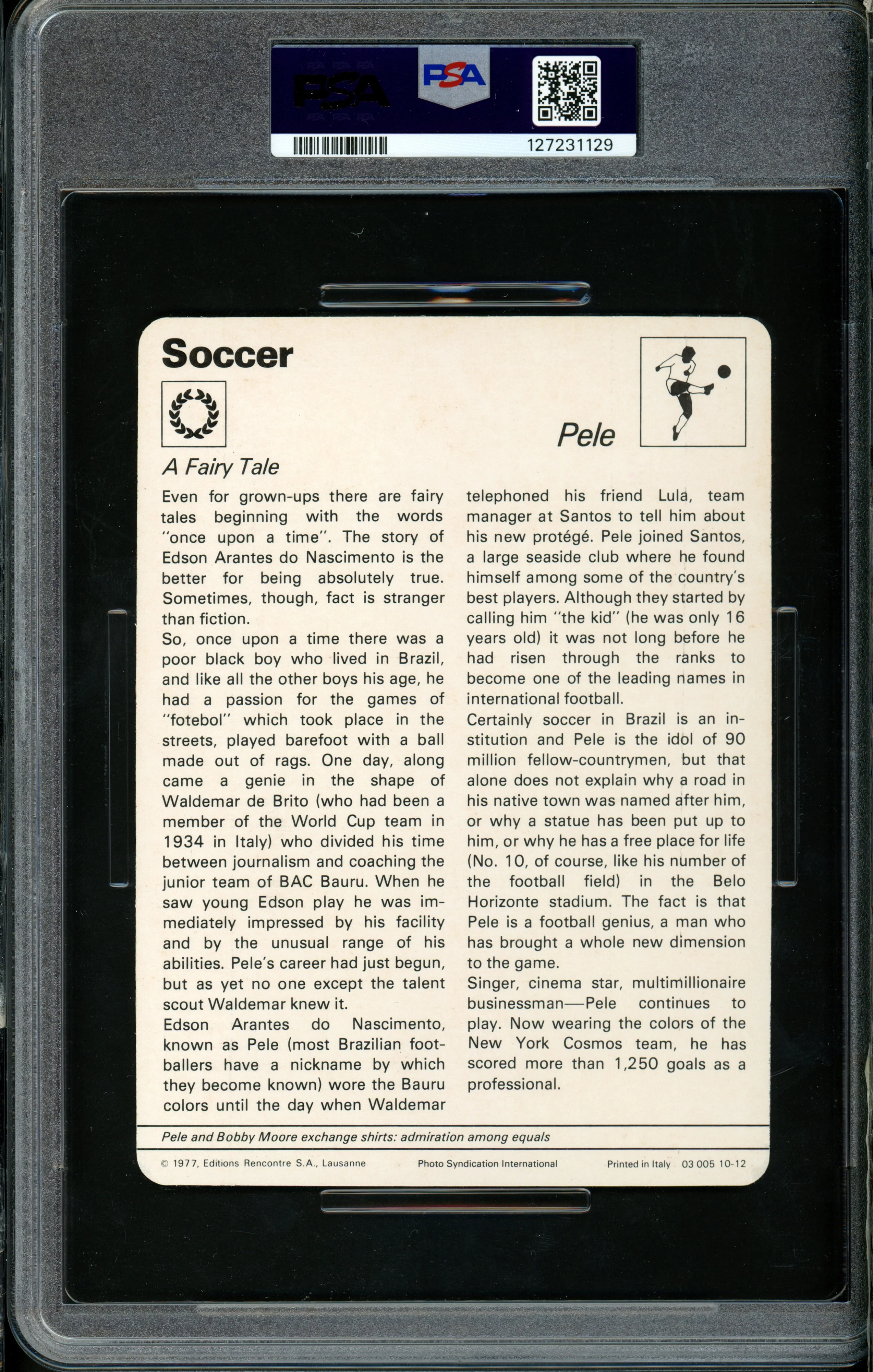 Pele 1977-79 Sportscaster Card #10-12 Brazil PSA 9 #127231129 - Image 2