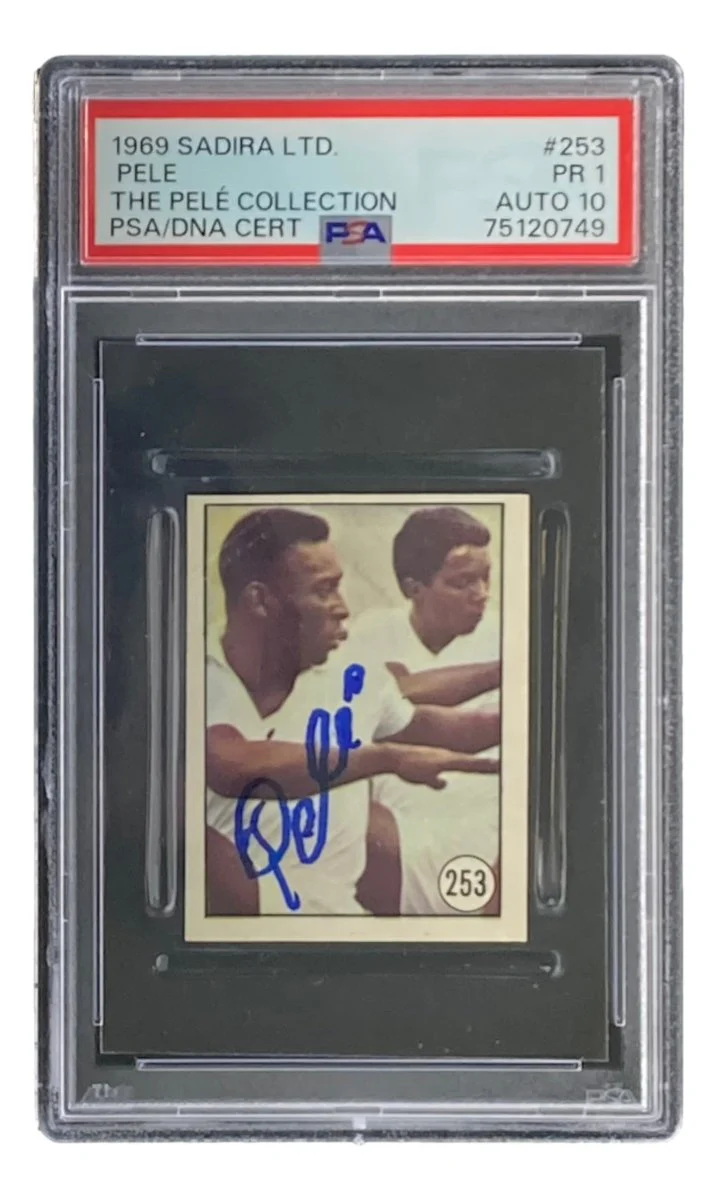 Pele Signed 1969 Sadira Ltd #253 Trading Card PSA/DNA PR1 Auto 10