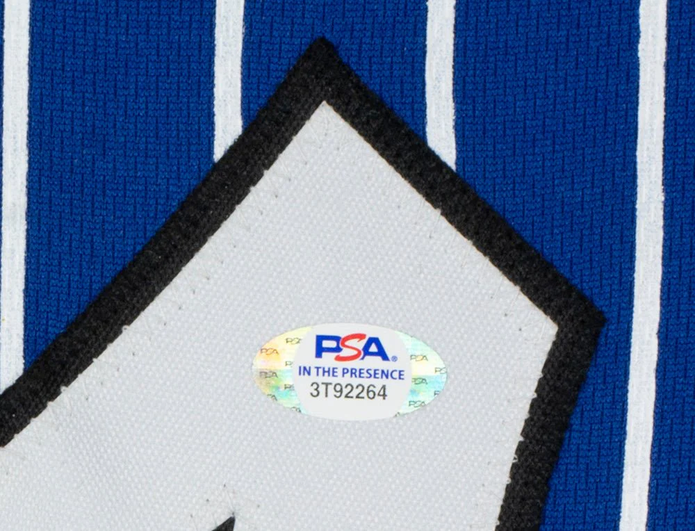 Penny Hardaway Orlando Signed Framed Blue Basketball Jersey PSA ITP - Image 3