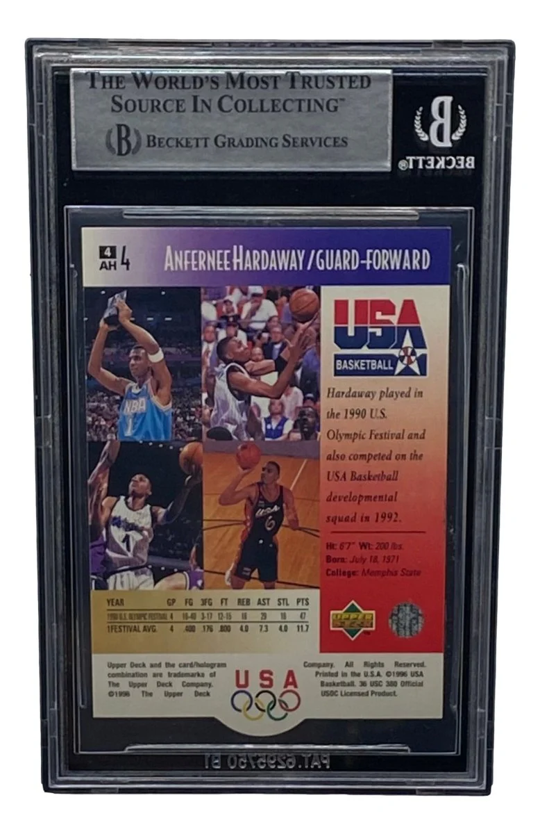 Penny Hardaway Signed Slabbed USA 1996 Upper Deck USA #4 Basketball Card BAS - Image 2