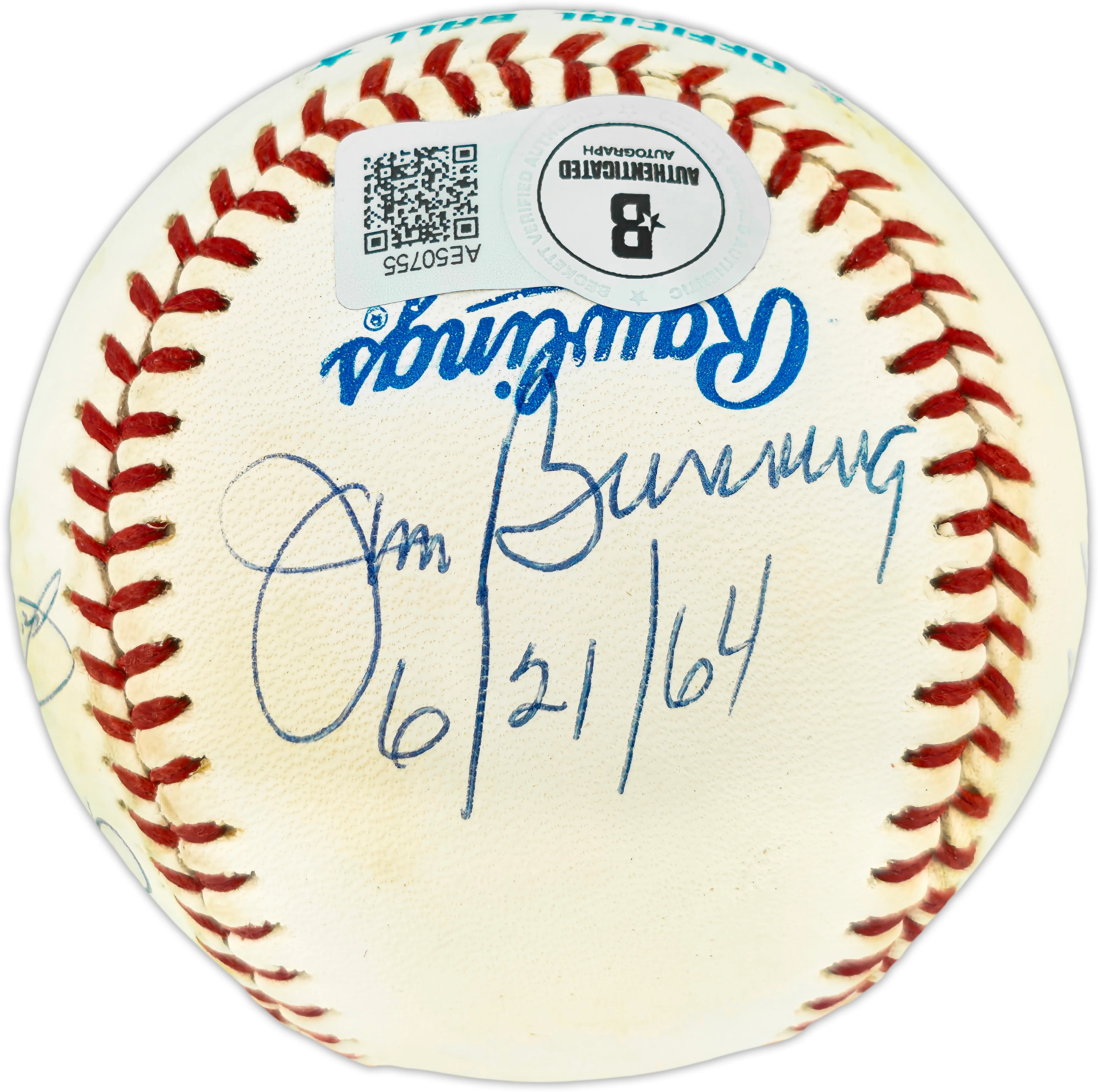 Perfect Game Pitchers Autographed Official AL Baseball With 7 Signatures Including Sandy Koufax Beckett BAS QR #AE50755 - Image 4