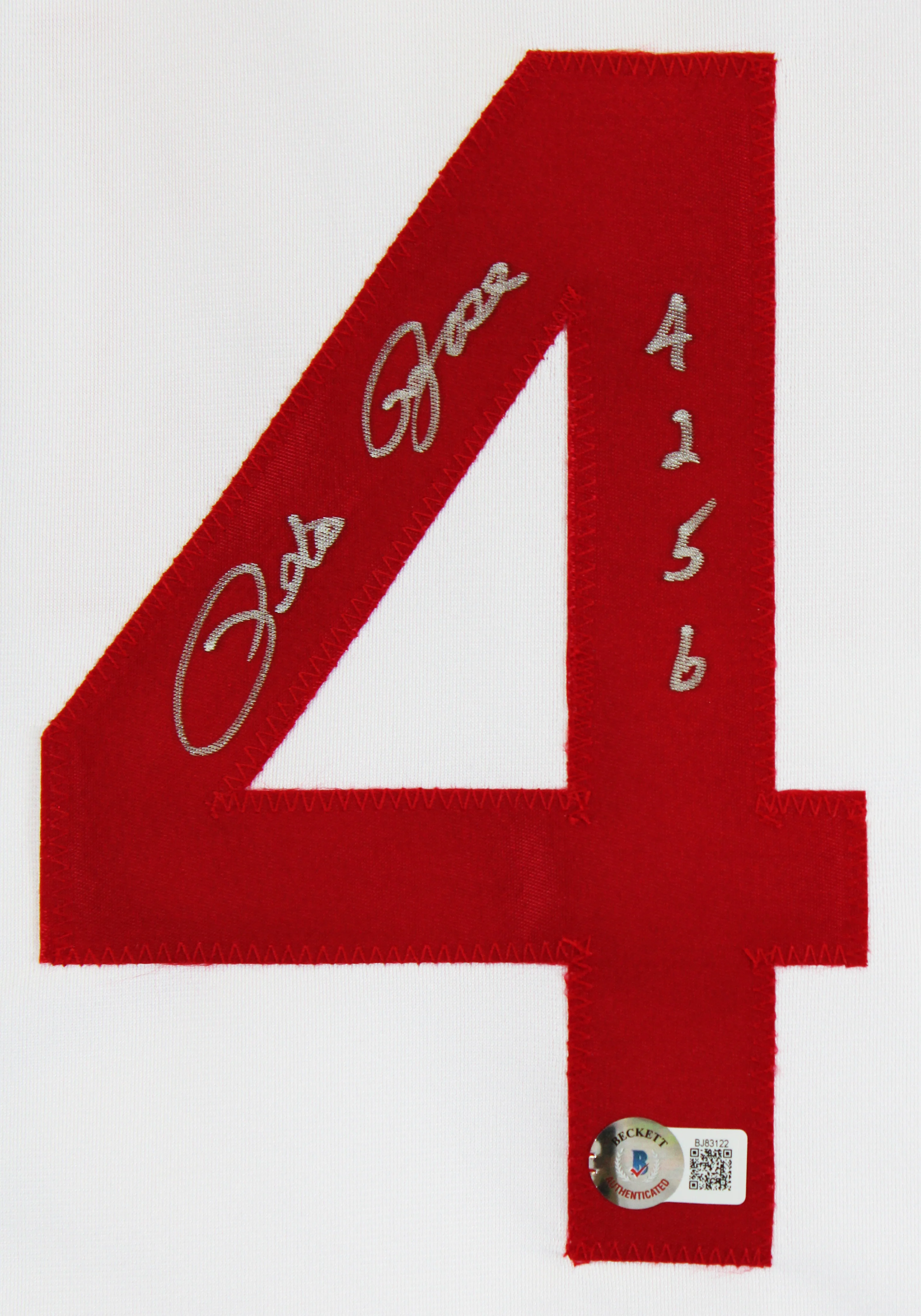Pete Rose "4256" Authentic Signed White Pro Style Framed Jersey BAS 4 - Image 3