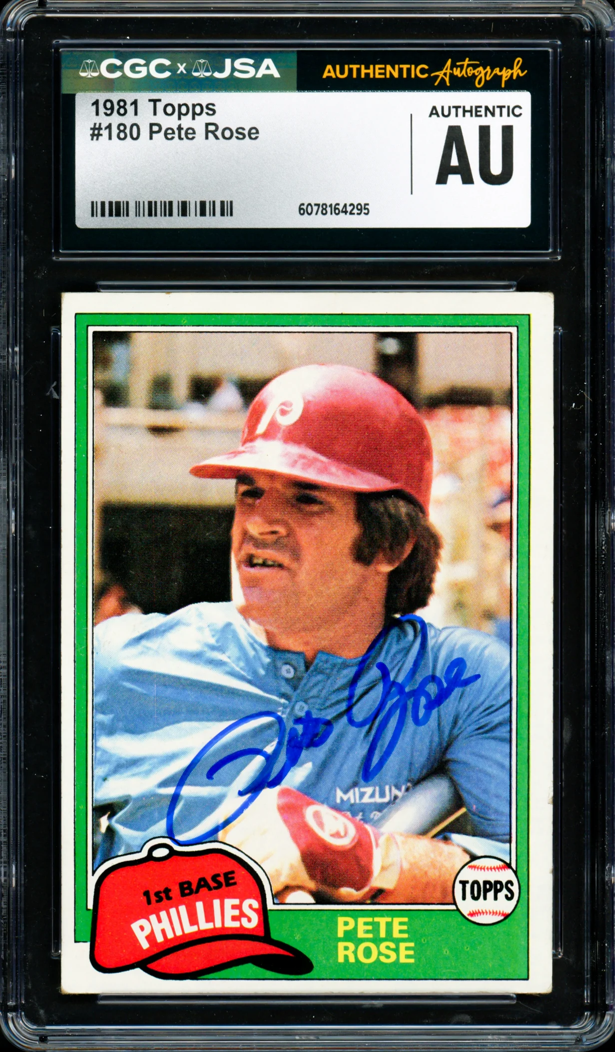 Pete Rose Autographed 1981 Topps Card #180 Philadelphia Phillies CGC x JSA #6078164295