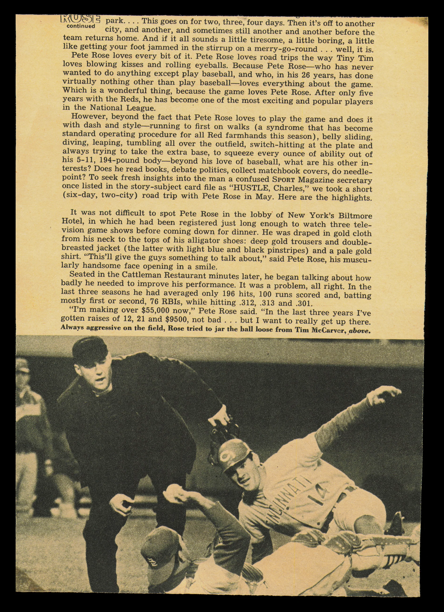 Pete Rose Autographed 6.5x9 Magazine Page Photo Cincinnati Reds Vintage Signature Beckett BAS QR #BM37499 - Image 2
