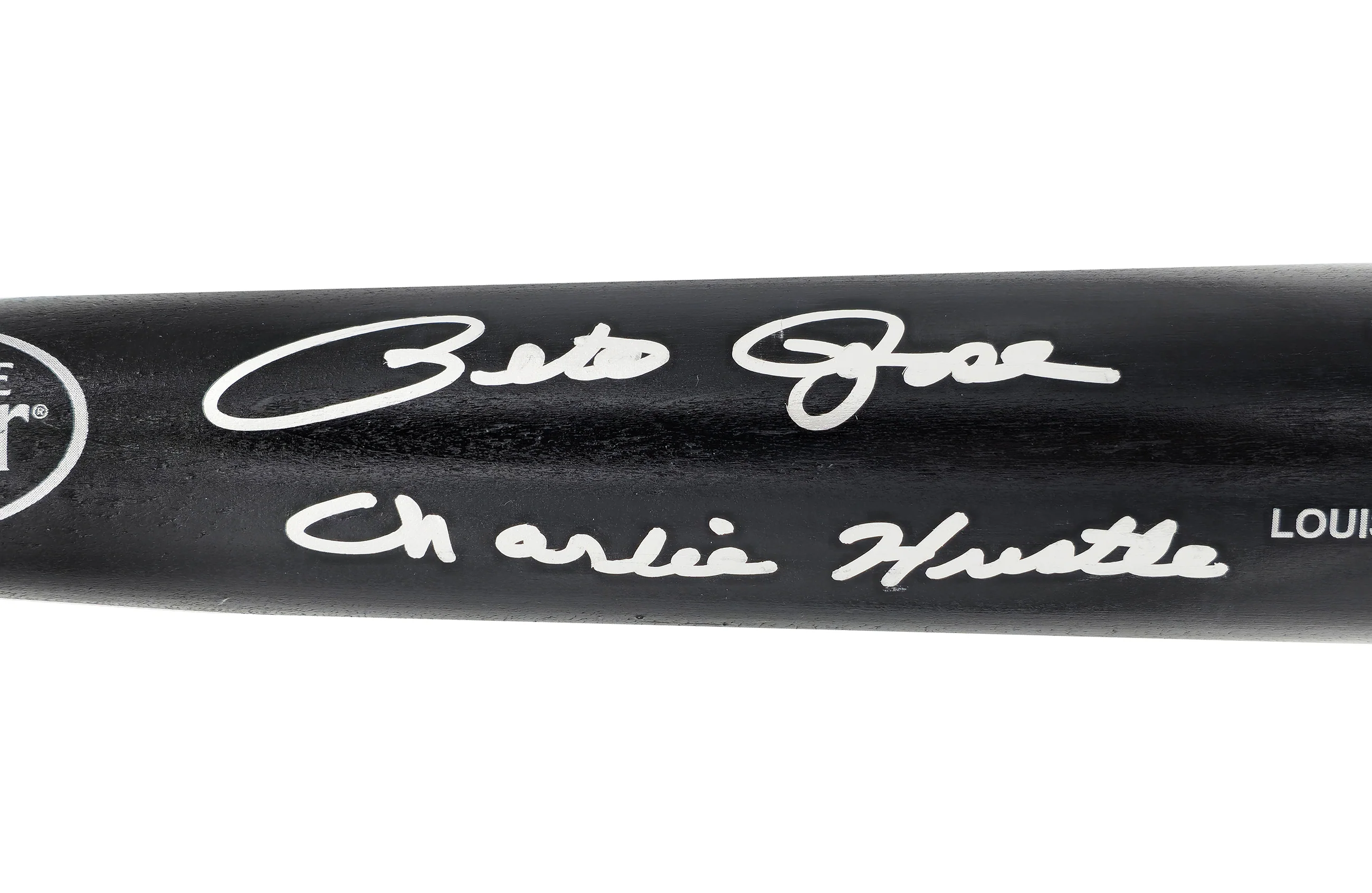 Pete Rose Autographed Black Louisville Slugger Pro Stock Baseball Bat Cincinnati Reds "Charlie Hustle" Beckett BAS Witness Stock #228085 - Image 3