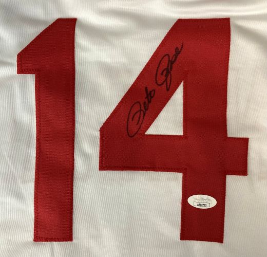 Pete Rose Cincinnati Signed In Black White Baseball Jersey JSA - Image 2
