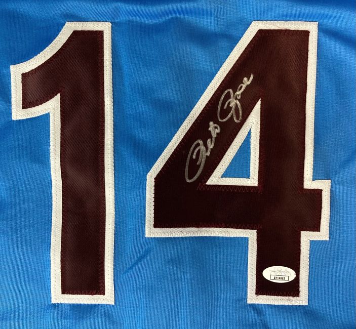 Pete Rose Philadelphia Signed Blue Baseball Jersey JSA - Image 2