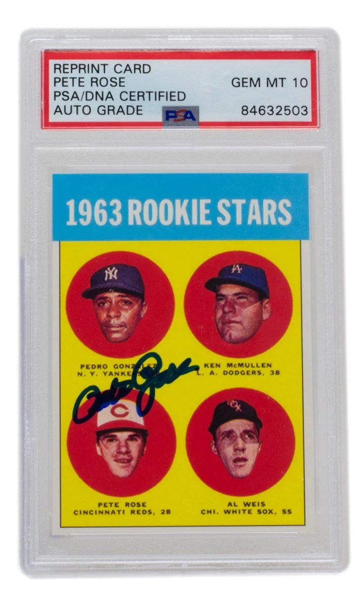 Pete Rose Signed Reprint 1963 Topps Rookie Stars #537 Reprint Card PSA/DNA DNA 10
