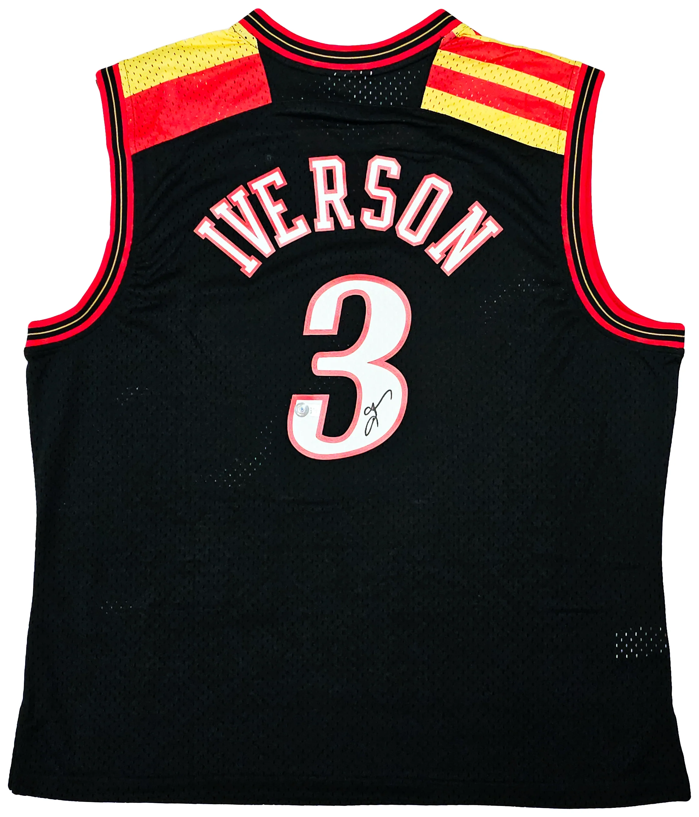 Philadelphia 76ers Allen Iverson Autographed Black Authentic Mitchell & Ness 10-05-06 HWC Swingman Jersey Size XXL Beckett BAS Witness Stock #220423 - Image 2