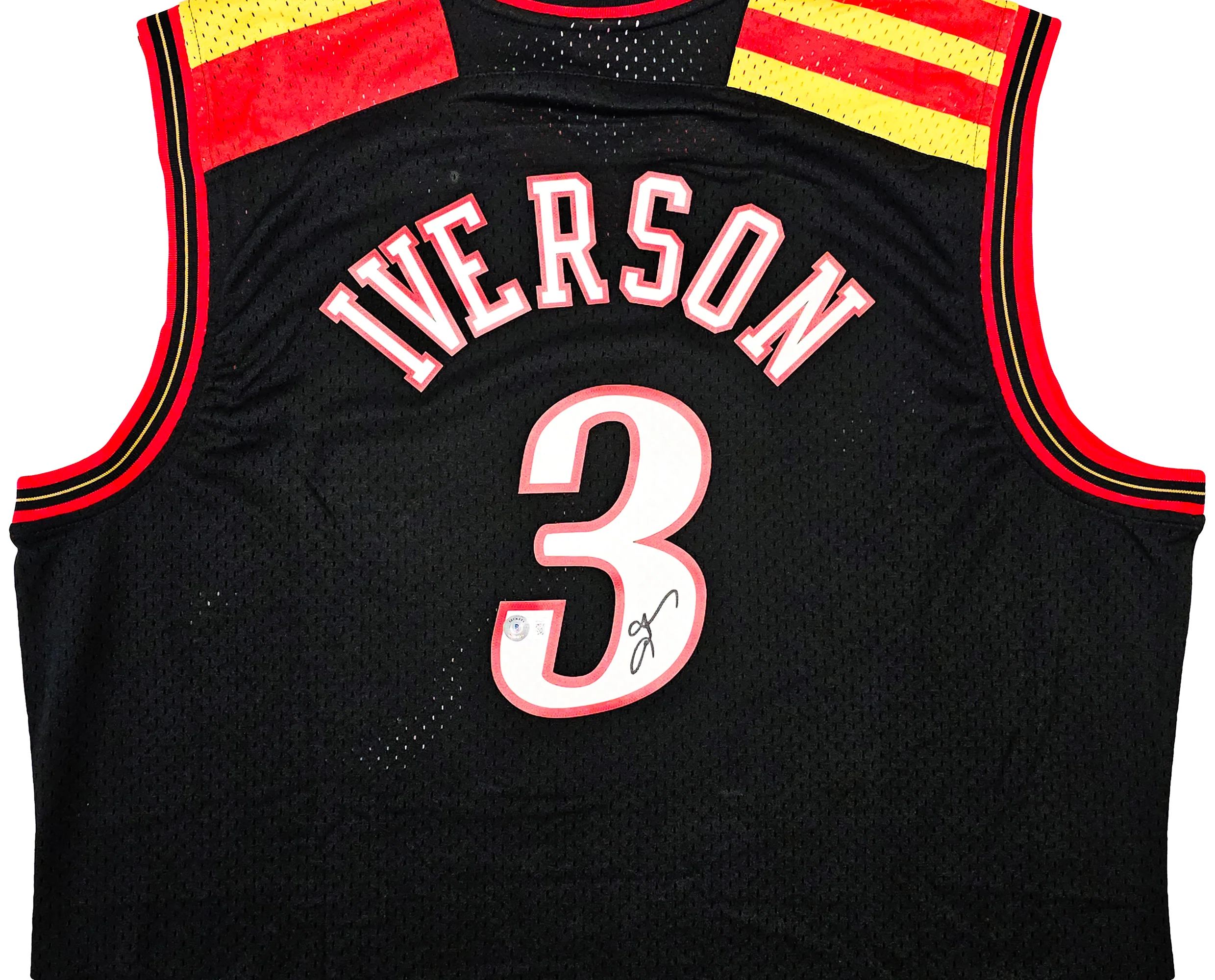 Philadelphia 76ers Allen Iverson Autographed Black Authentic Mitchell & Ness 10-05-06 HWC Swingman Jersey Size XXL Beckett BAS Witness Stock #220423 - Image 3