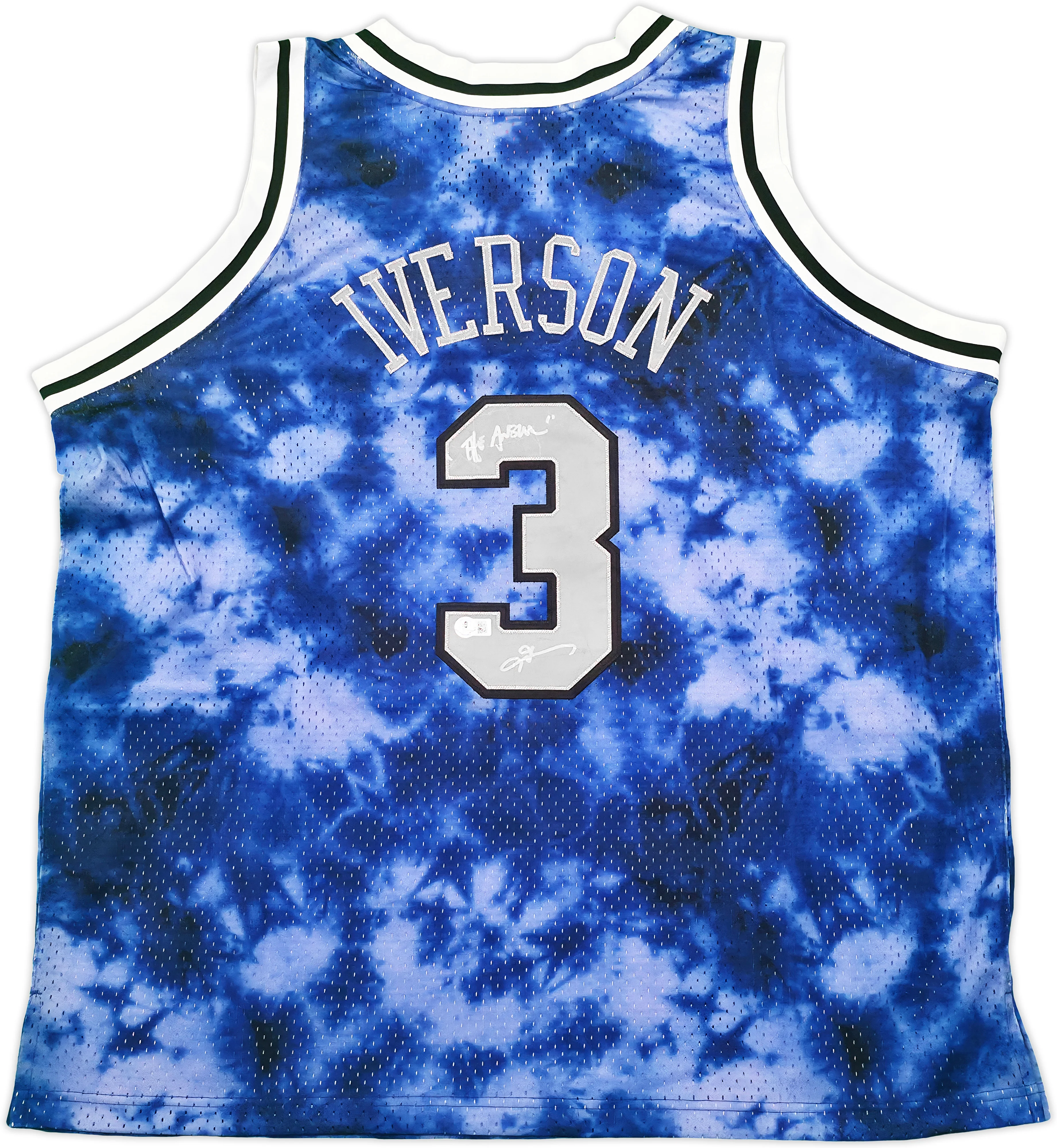 Philadelphia 76ers Allen Iverson Autographed Blue Authentic Mitchell & Ness 1996-97 HWC Swingman Galaxy Jersey Size 2XL "The Answer" Beckett BAS QR Stock #253252 - Image 2