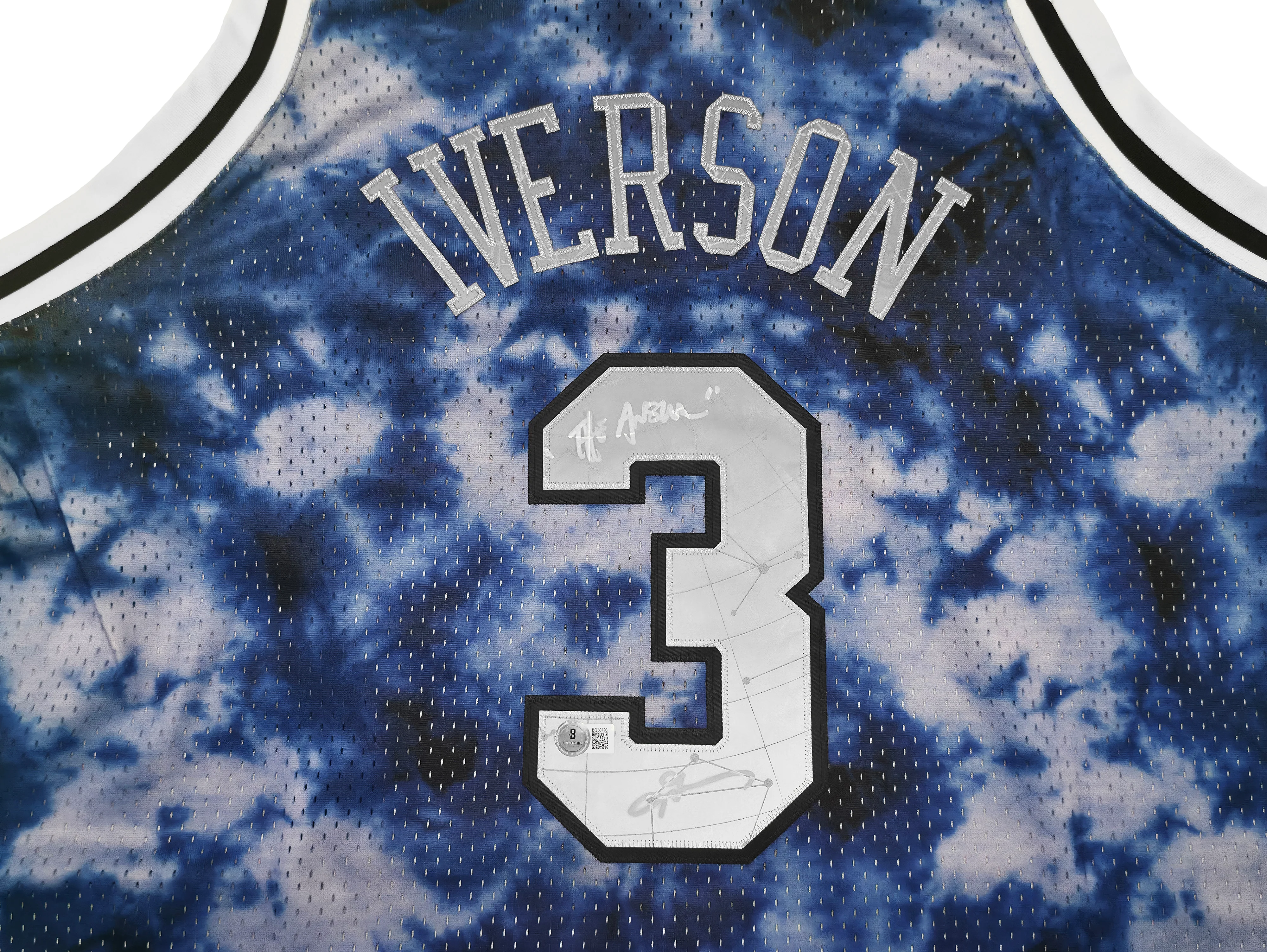 Philadelphia 76ers Allen Iverson Autographed Blue Authentic Mitchell & Ness 1996-97 HWC Swingman Galaxy Jersey Size 2XL "The Answer" Beckett BAS QR Stock #253252 - Image 3
