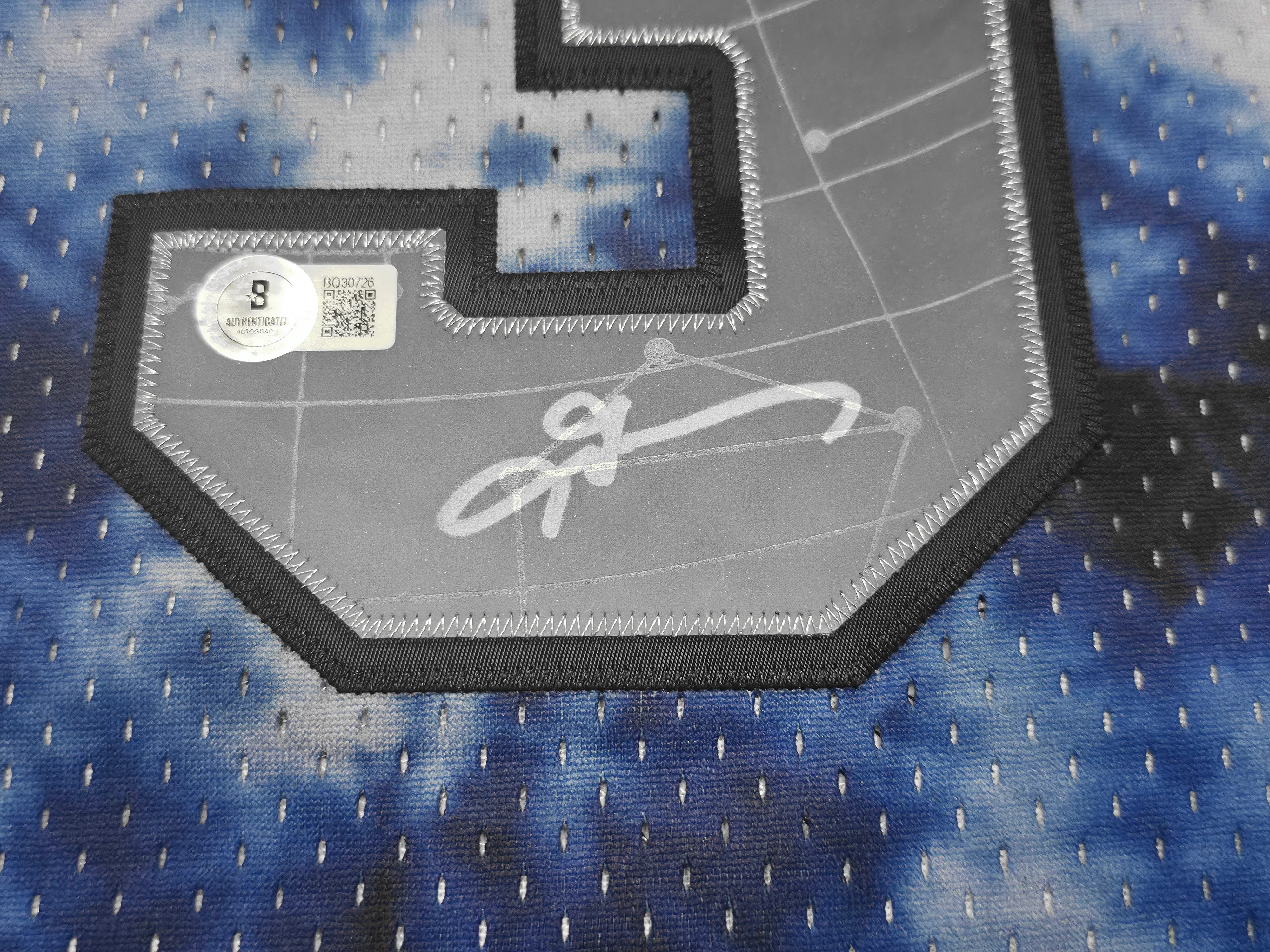 Philadelphia 76ers Allen Iverson Autographed Blue Authentic Mitchell & Ness 1996-97 HWC Swingman Galaxy Jersey Size 2XL "The Answer" Beckett BAS QR Stock #253252 - Image 4