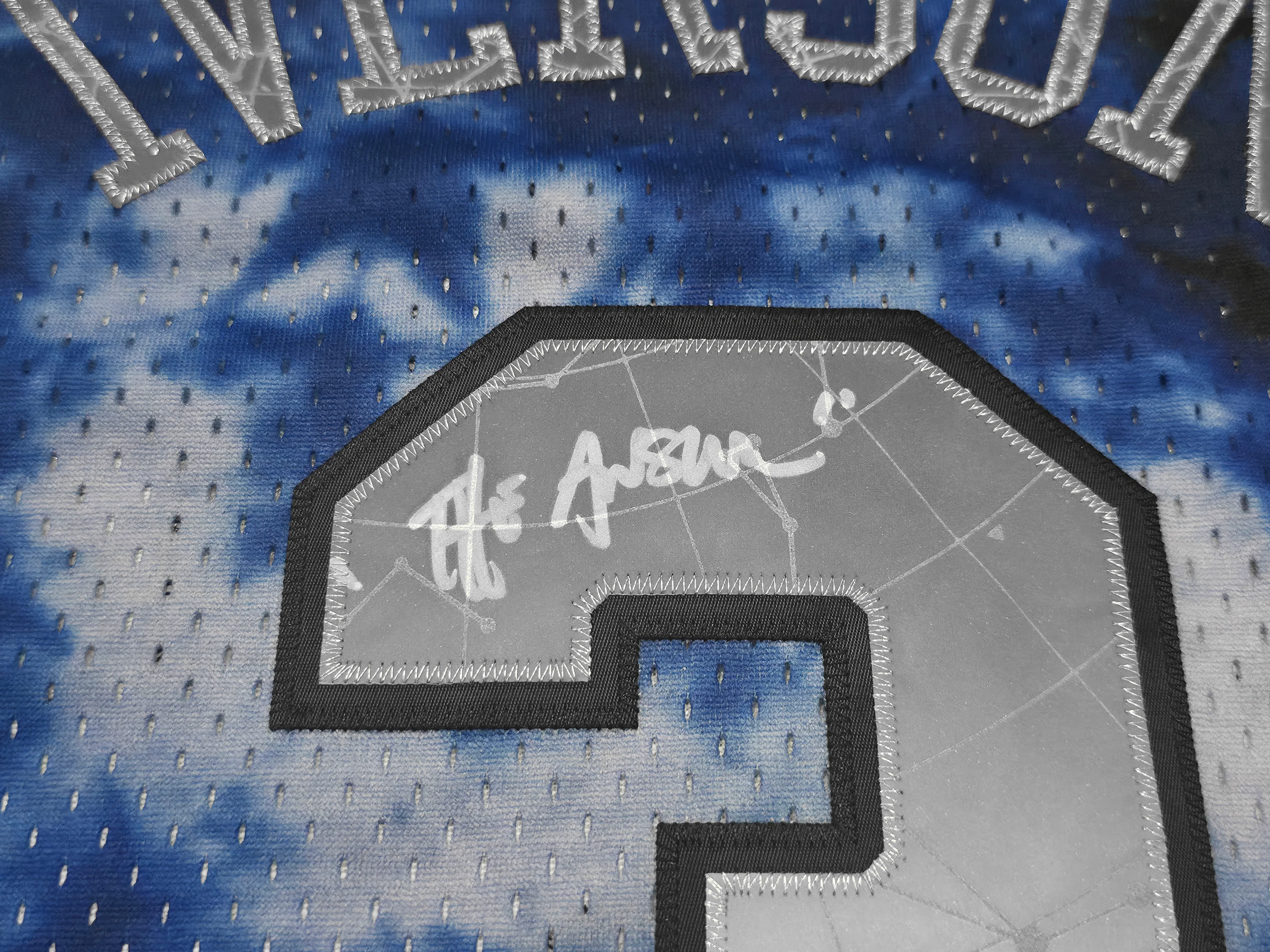 Philadelphia 76ers Allen Iverson Autographed Blue Authentic Mitchell & Ness 1996-97 HWC Swingman Galaxy Jersey Size 2XL "The Answer" Beckett BAS QR Stock #253252 - Image 5