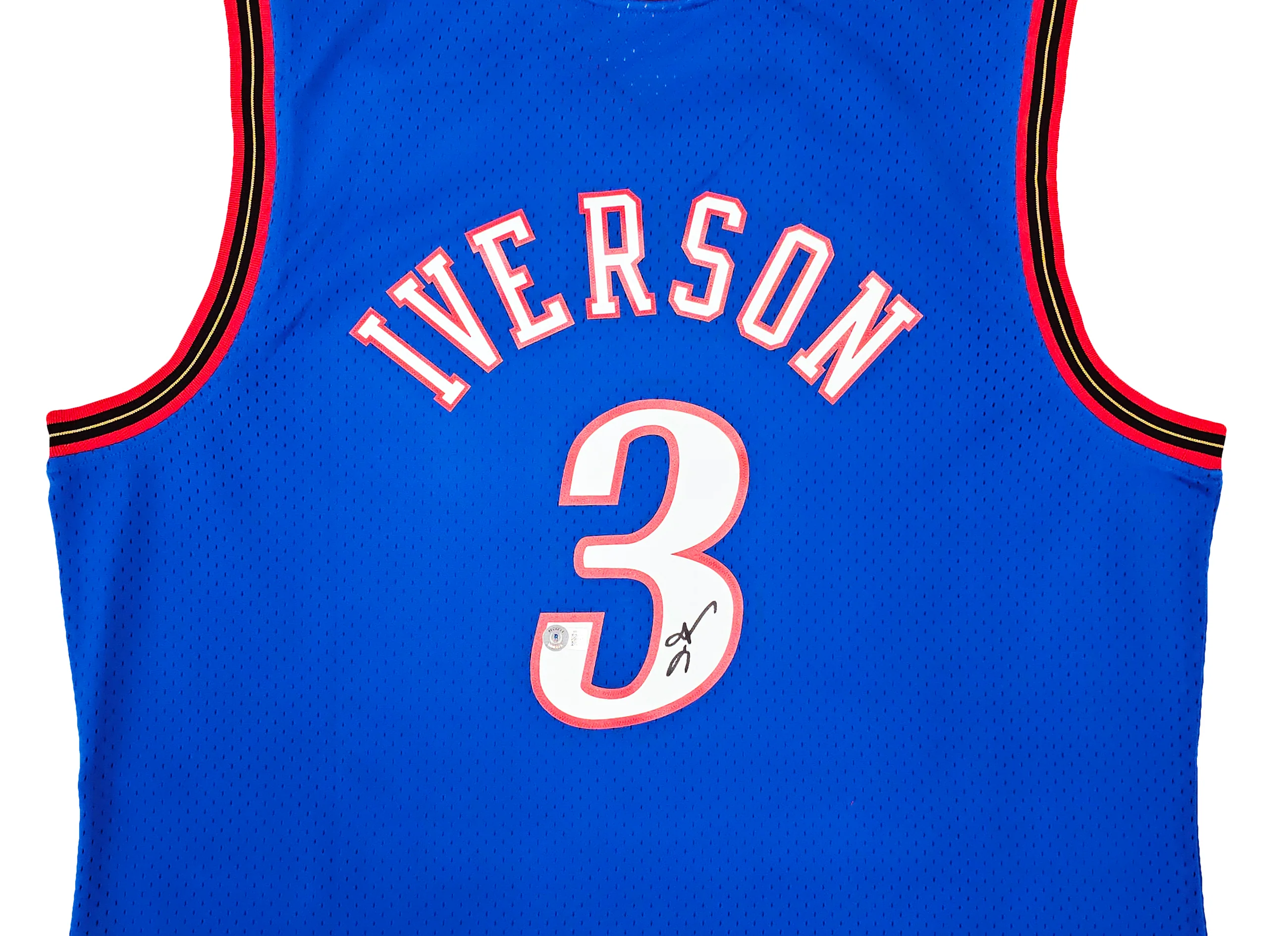 Philadelphia 76ers Allen Iverson Autographed Blue Authentic Mitchell & Ness 1999-00 HWC Swingman Jersey Size XXL Beckett BAS Witness Stock #220420 - Image 3