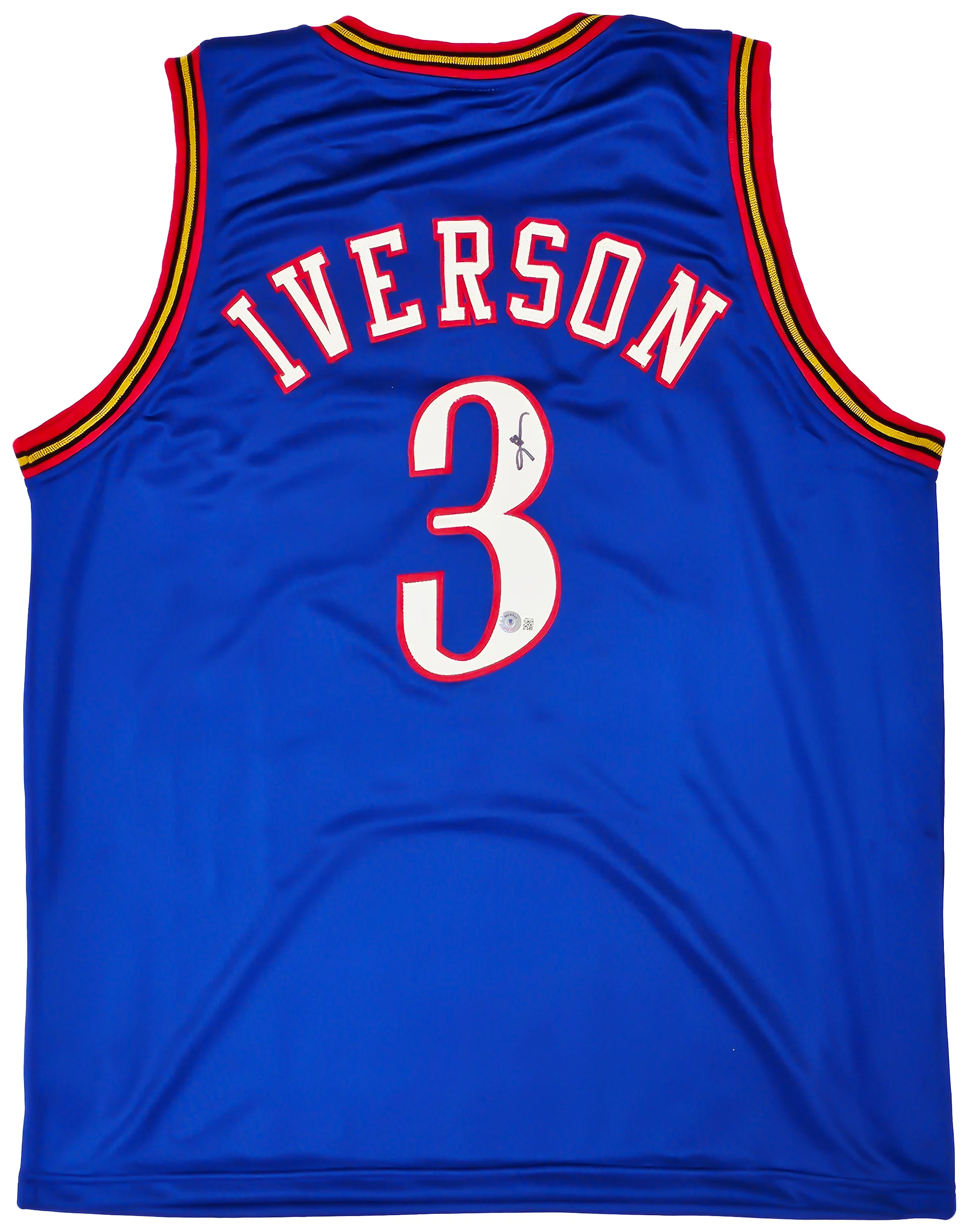 Philadelphia 76ers Allen Iverson Autographed Blue Jersey Beckett BAS Witness Stock #220714 - Image 2