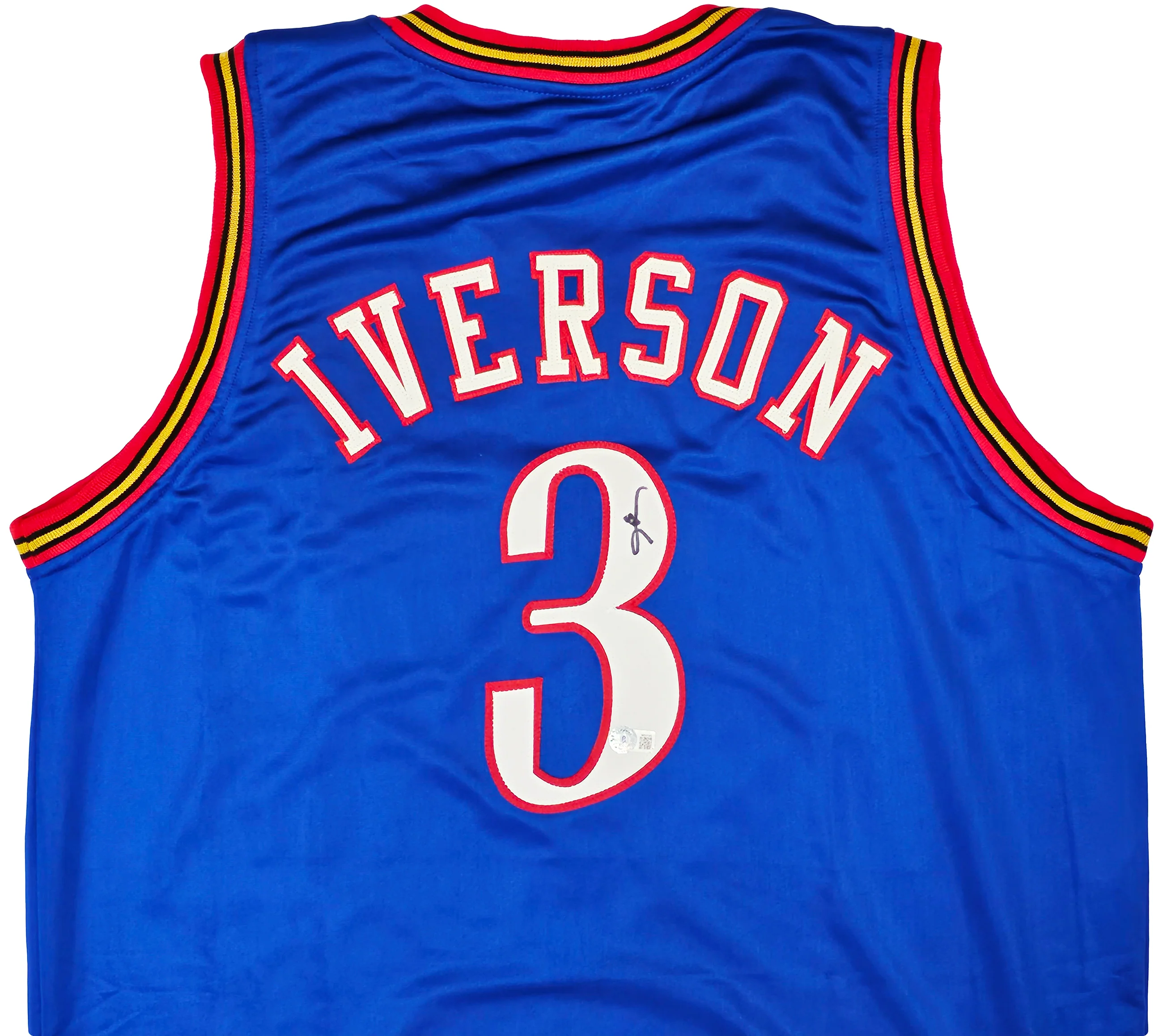 Philadelphia 76ers Allen Iverson Autographed Blue Jersey Beckett BAS Witness Stock #220714 - Image 3