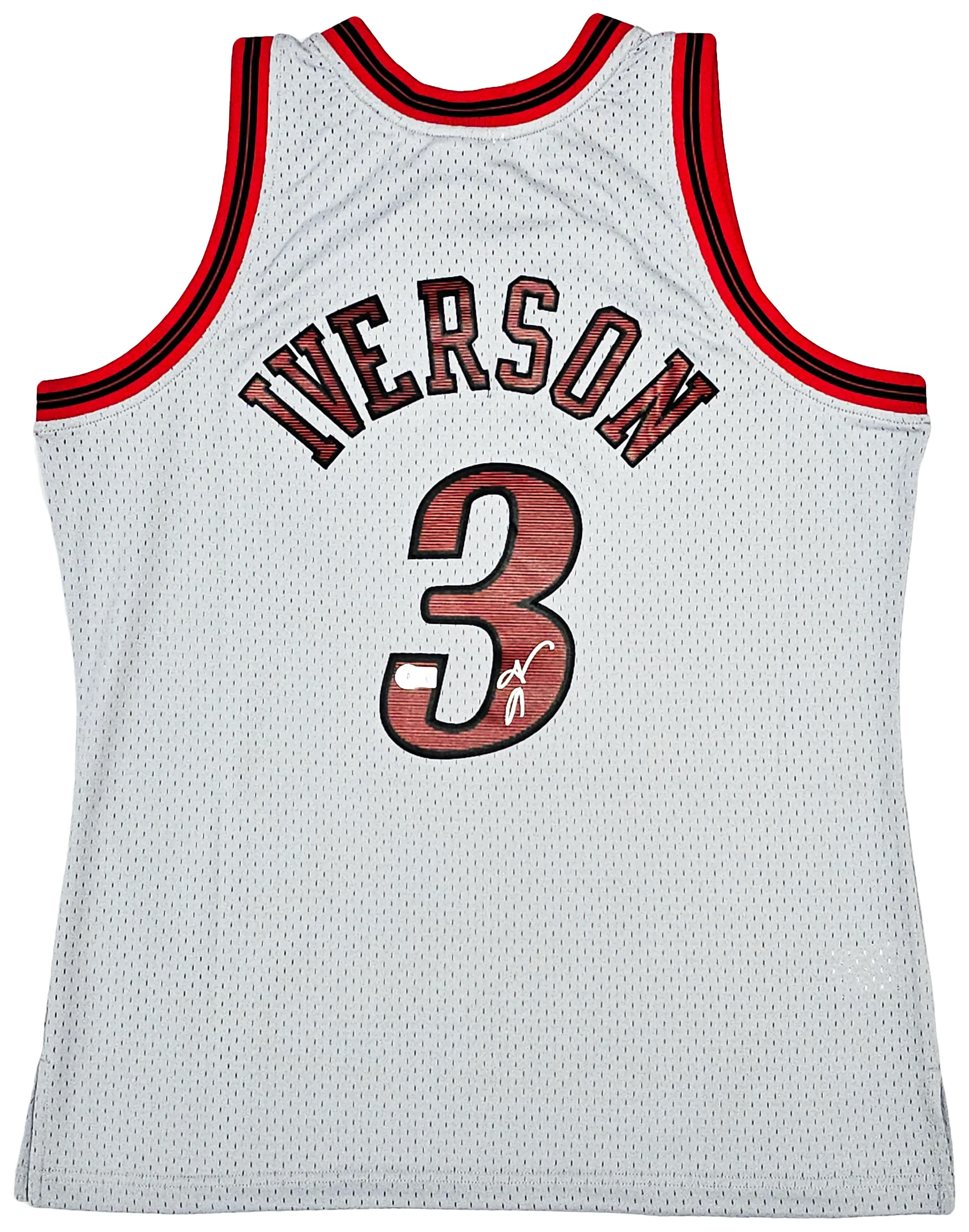 Philadelphia 76ers Allen Iverson Autographed Grey Authentic Mitchell & Ness 1997-98 HWC Swingman Jersey Size L Beckett BAS Witness Stock #220429 - Image 2