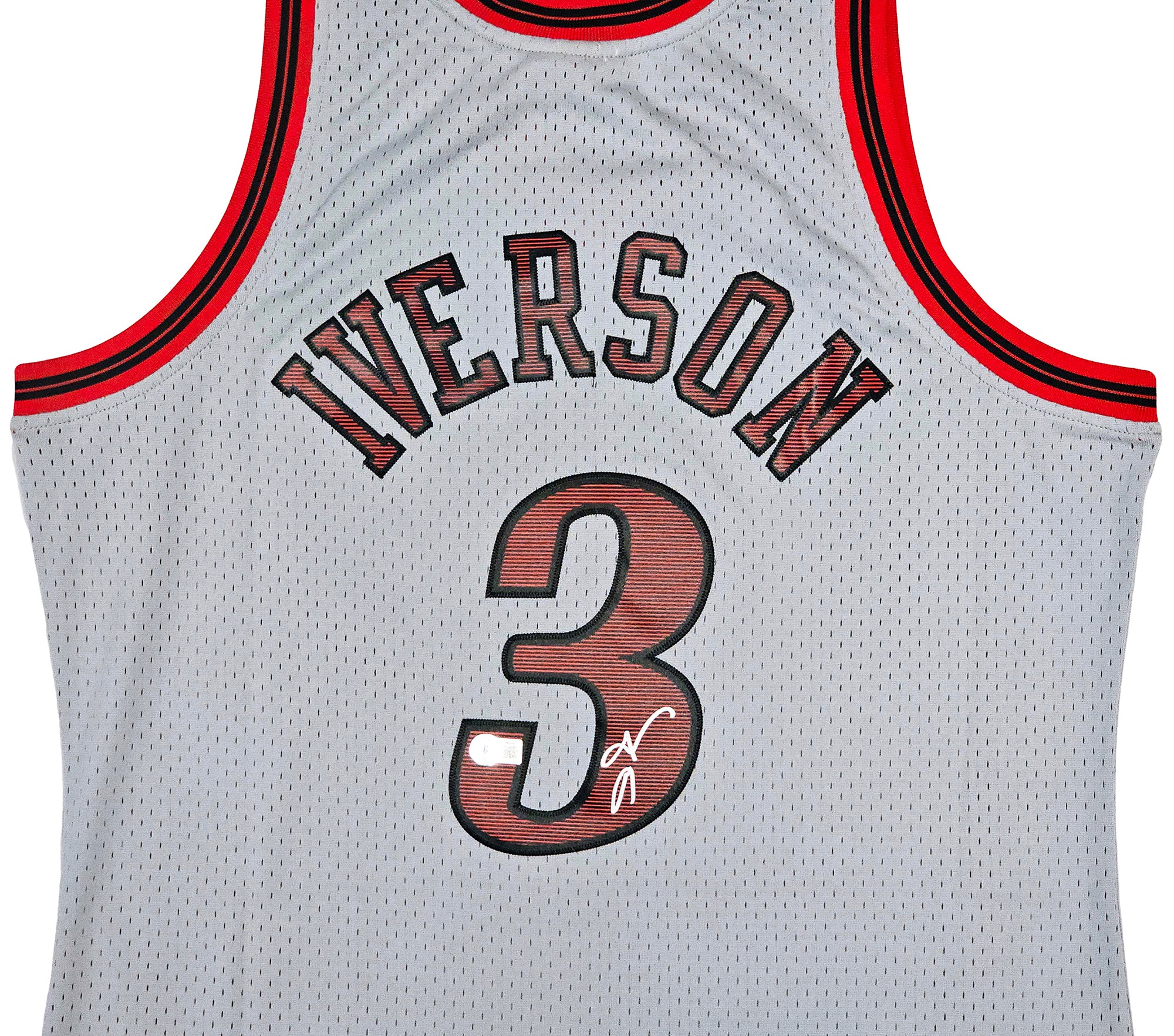Philadelphia 76ers Allen Iverson Autographed Grey Authentic Mitchell & Ness 1997-98 HWC Swingman Jersey Size L Beckett BAS Witness Stock #220429 - Image 3