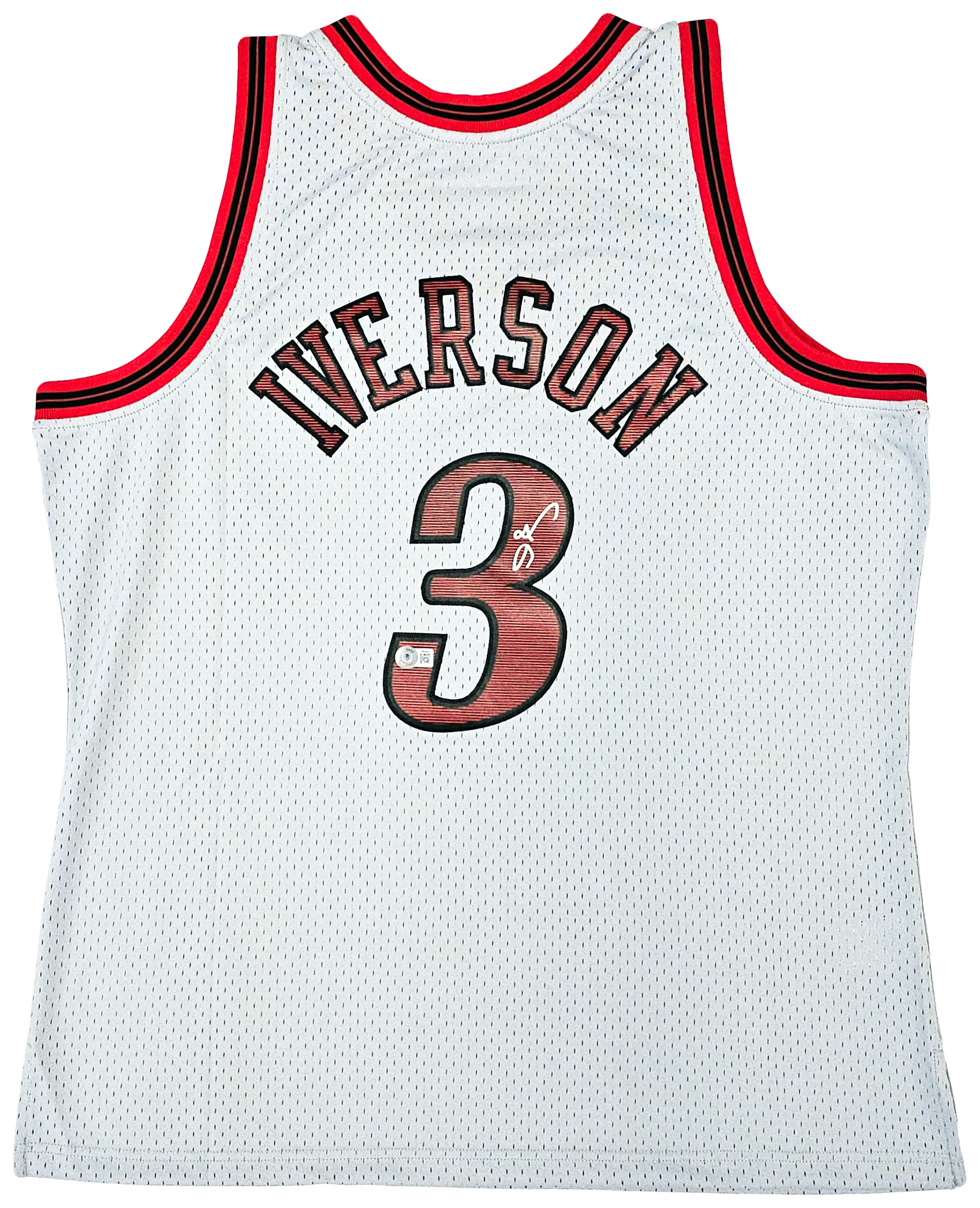 Philadelphia 76ers Allen Iverson Autographed Grey Authentic Mitchell & Ness 1997-98 HWC Swingman Jersey Size XL Beckett BAS Witness Stock #220430 - Image 2