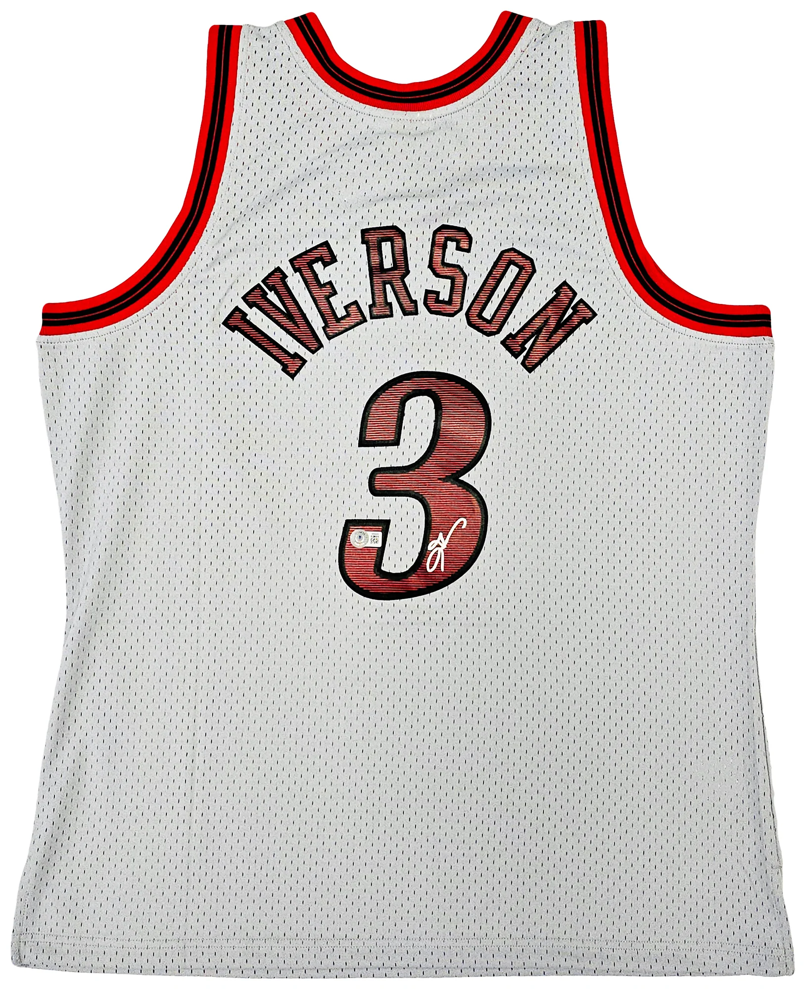 Philadelphia 76ers Allen Iverson Autographed Grey Authentic Mitchell & Ness 1997-98 HWC Swingman Jersey Size XL Beckett BAS Witness Stock #220431 - Image 2