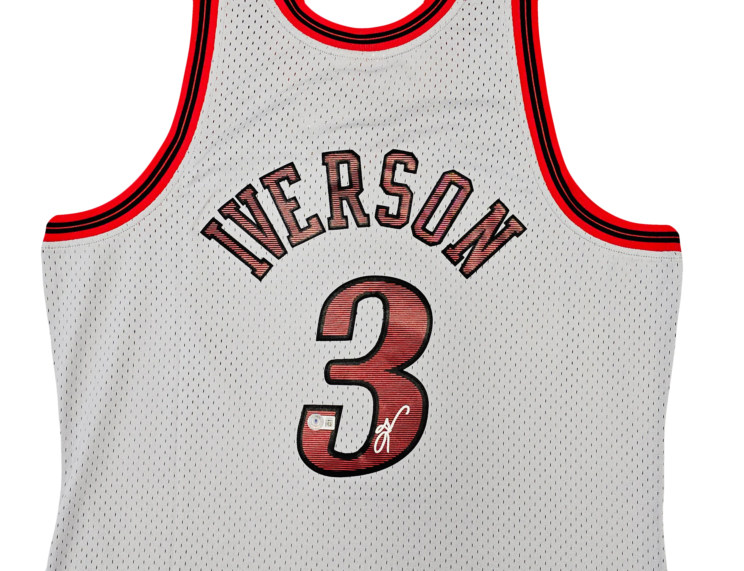 Philadelphia 76ers Allen Iverson Autographed Grey Authentic Mitchell & Ness 1997-98 HWC Swingman Jersey Size XL Beckett BAS Witness Stock #220431 - Image 3