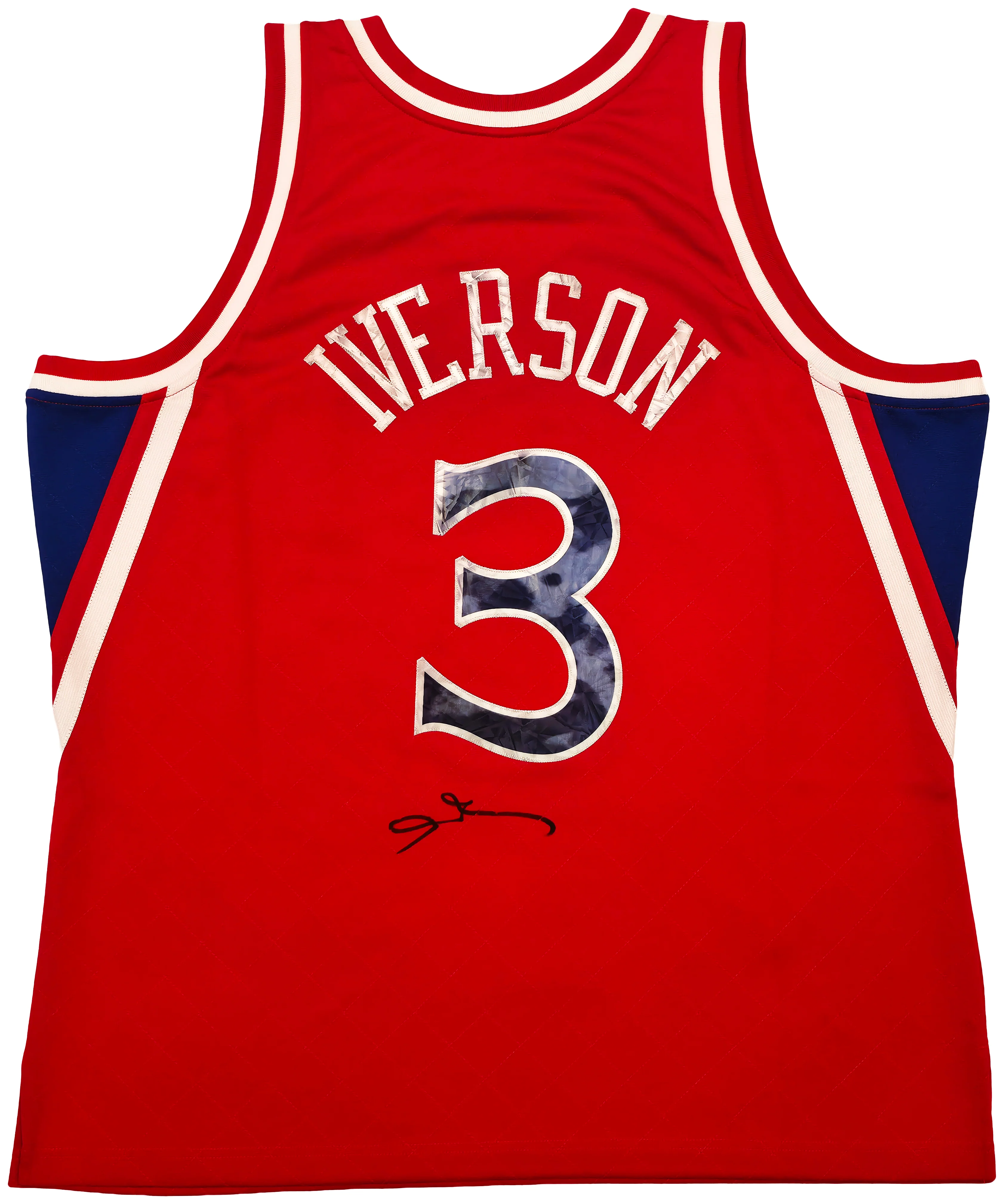 Philadelphia 76ers Allen Iverson Autographed Red Authentic Mitchell & Ness 1996-97 HWC Swingman Diamond NBA 75th Anniversary Jersey Size 2XL Beckett BAS Witness Stock #253627 - Image 2