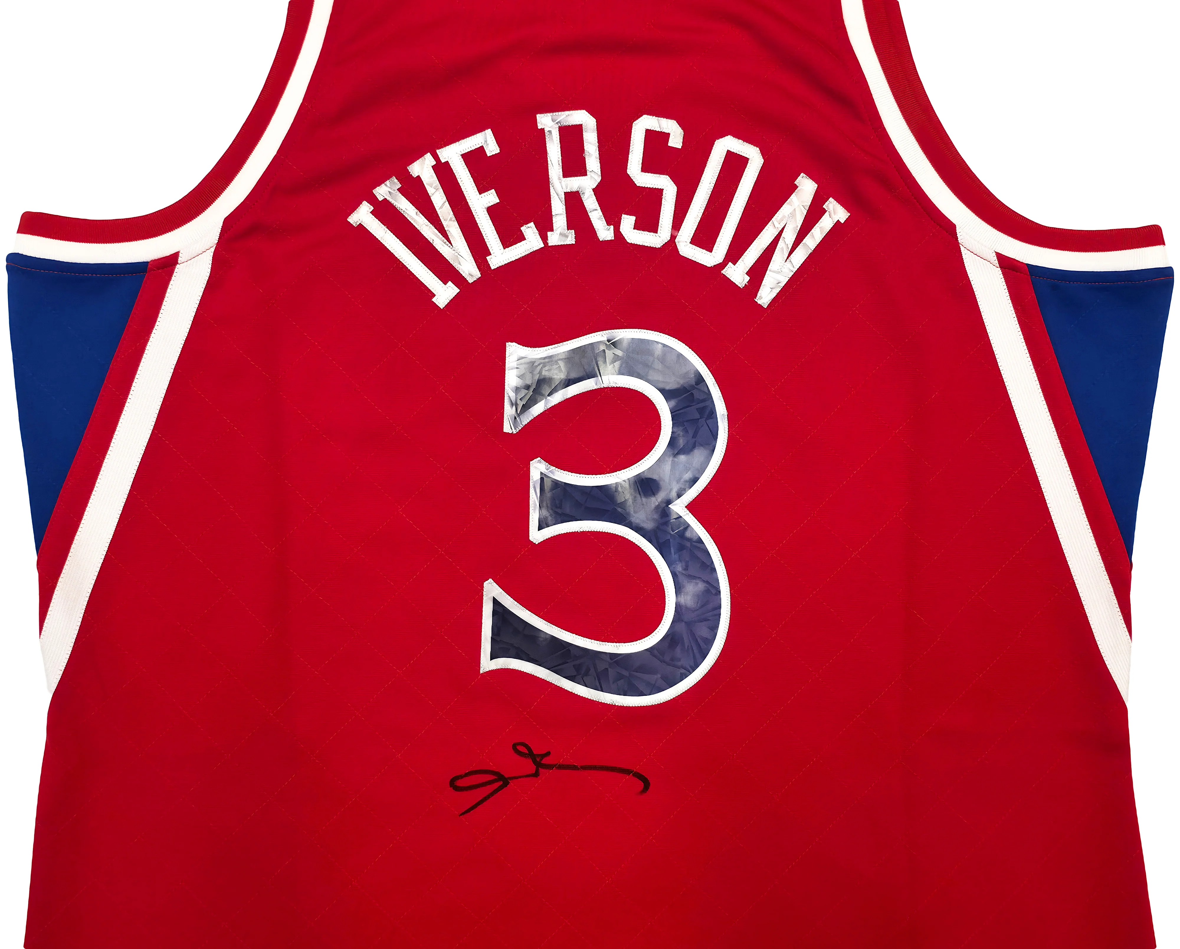 Philadelphia 76ers Allen Iverson Autographed Red Authentic Mitchell & Ness 1996-97 HWC Swingman Diamond NBA 75th Anniversary Jersey Size 2XL Beckett BAS Witness Stock #253627 - Image 3