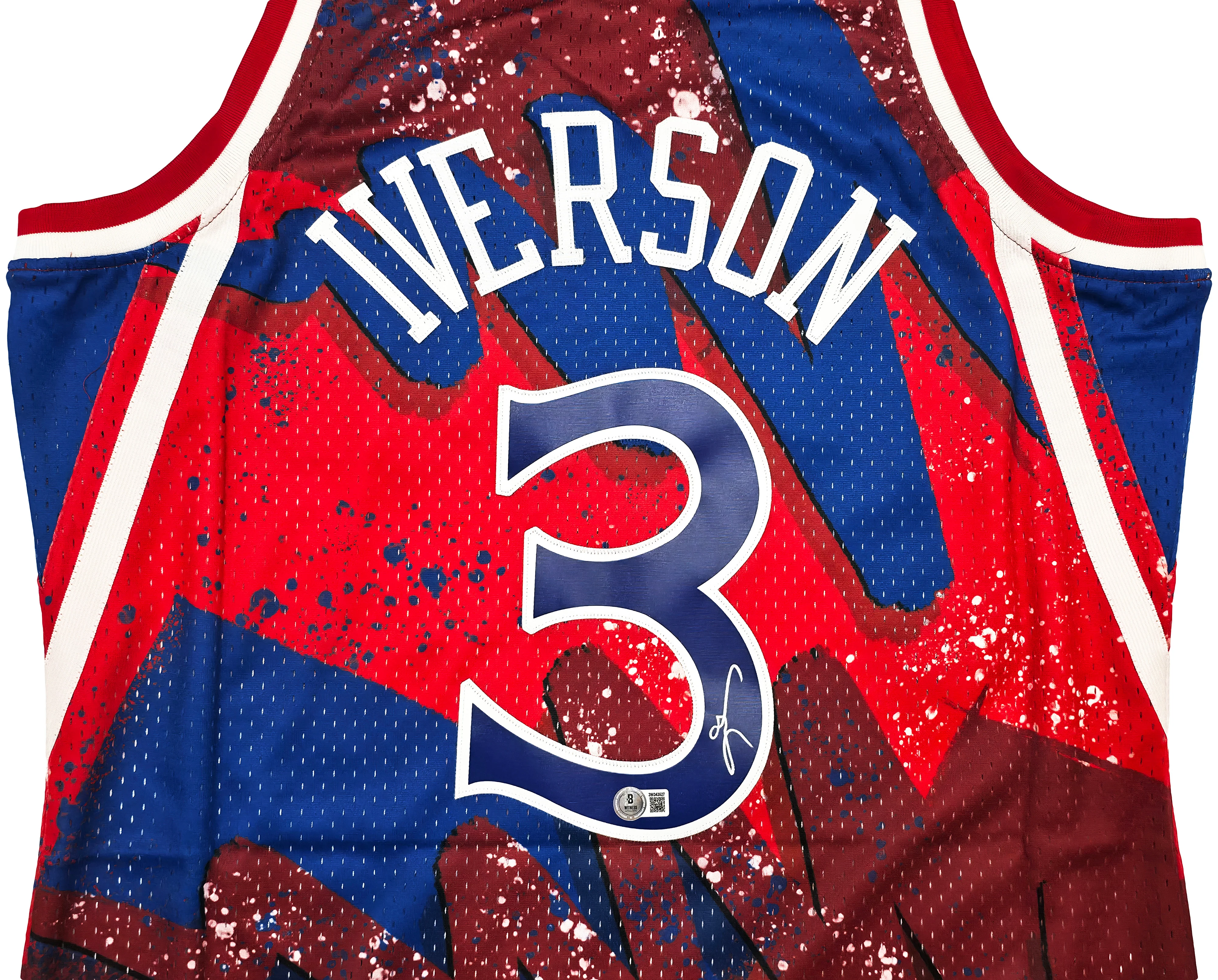 Philadelphia 76ers Allen Iverson Autographed Red Authentic Mitchell & Ness 1996-97 HWC Swingman Hyper Hoops Jersey Size L Beckett BAS Witness Stock #253628 - Image 3