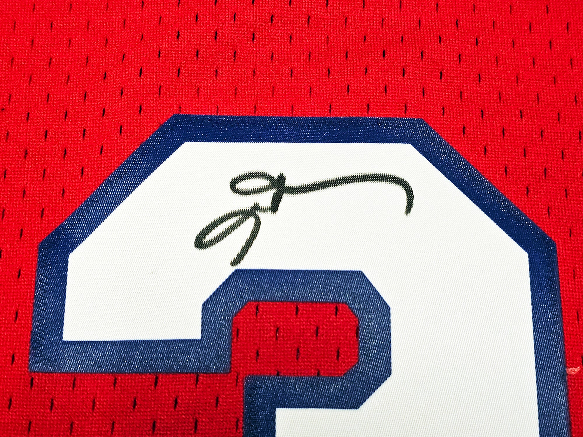 Philadelphia 76ers Allen Iverson Autographed Red Authentic Mitchell & Ness 2002-03 HWC Swingman Jersey Size L Beckett BAS Witness Stock #220413 - Image 4
