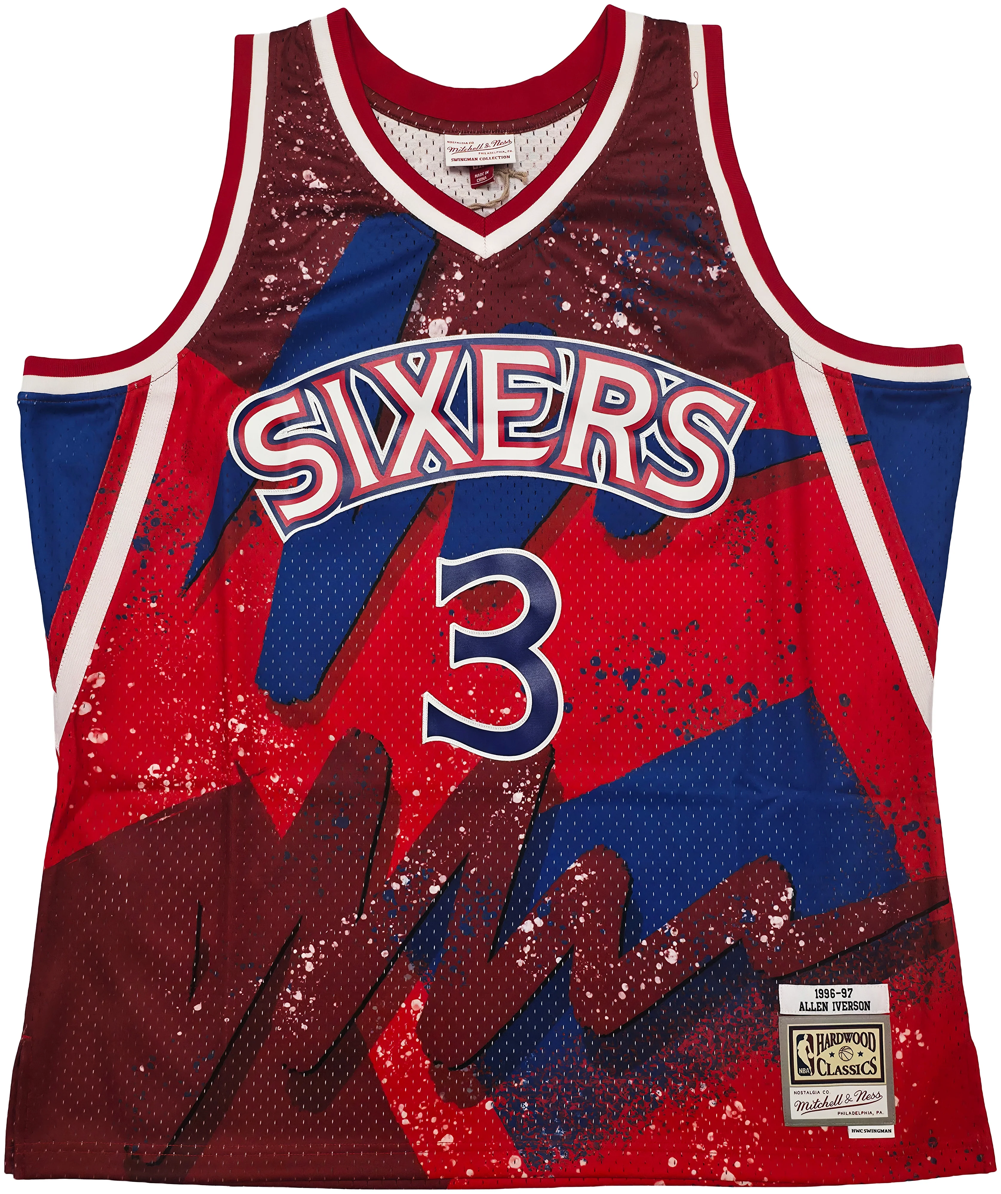 Philadelphia 76ers Allen Iverson Autographed Red & Blue Authentic Mitchell & Ness 1996-97 HWC Swingman Jersey Size 2XL "The Answer" Beckett BAS QR Stock #253250 - Image 5
