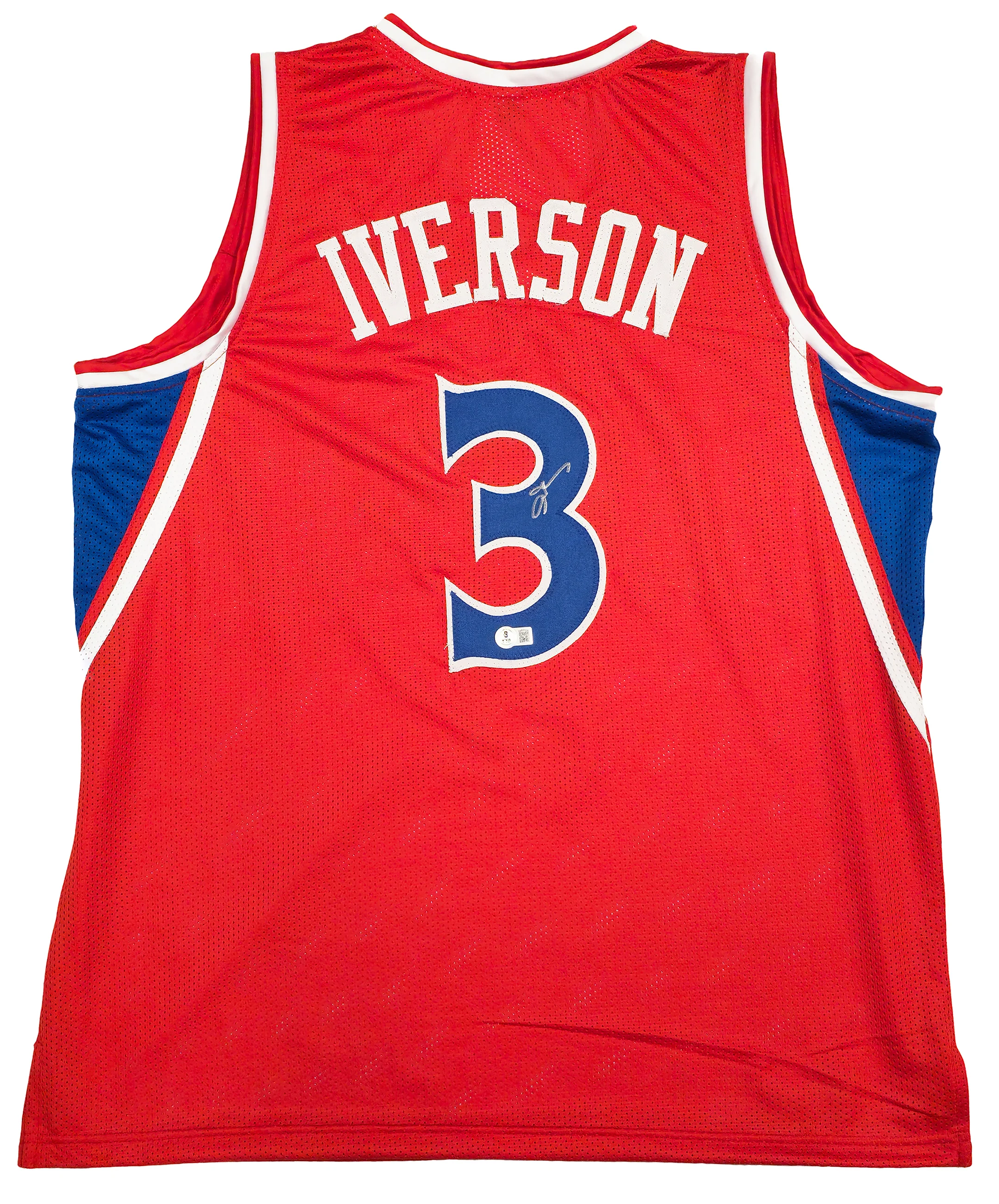 Philadelphia 76ers Allen Iverson Autographed Red Jersey Beckett BAS Witness Stock #229999 - Image 2